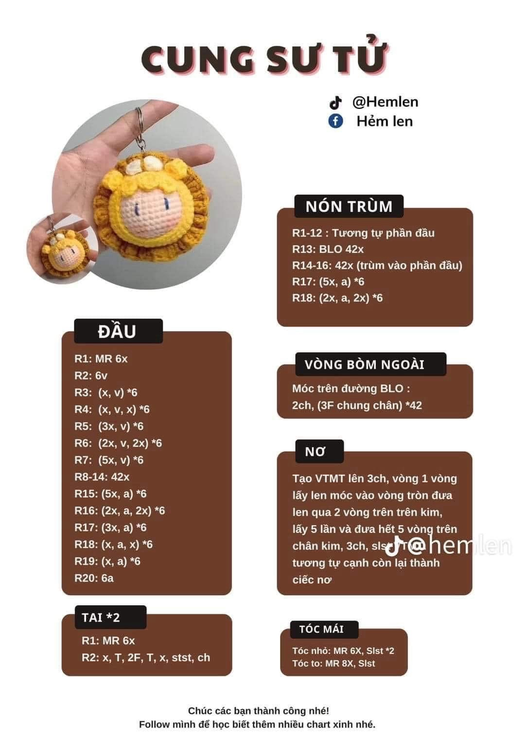 Chart móc len búp bê 12 cung hoàng đạo dễ thương