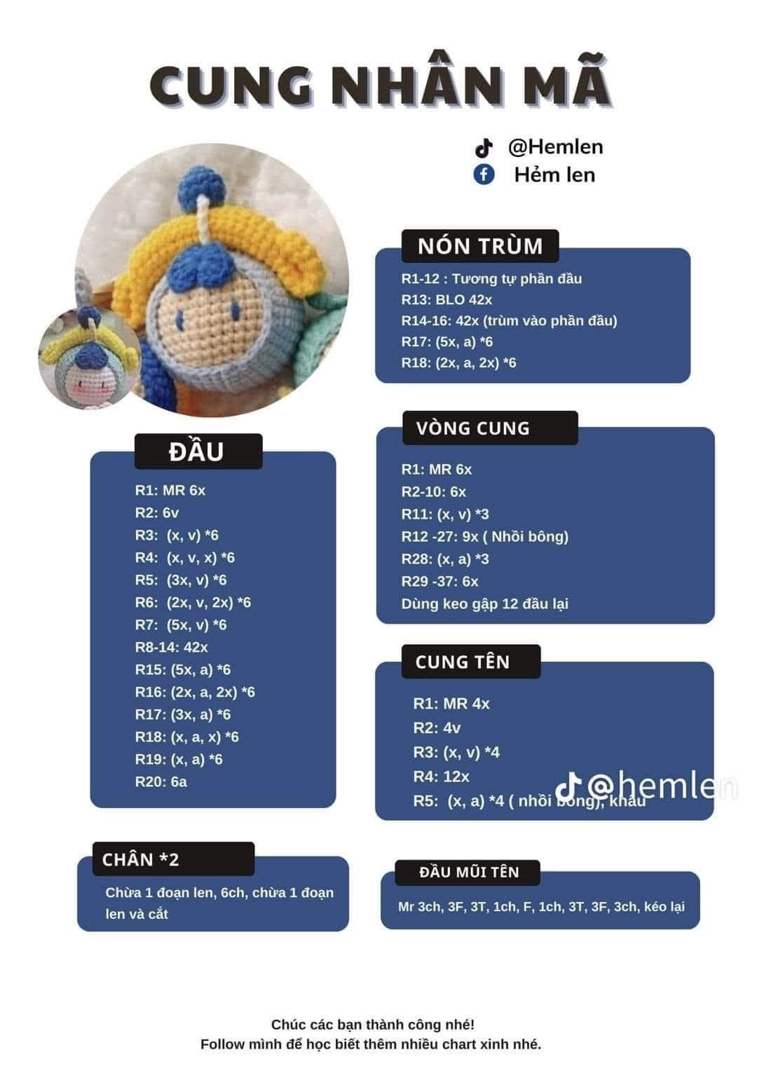 Chart móc len búp bê 12 cung hoàng đạo dễ thương