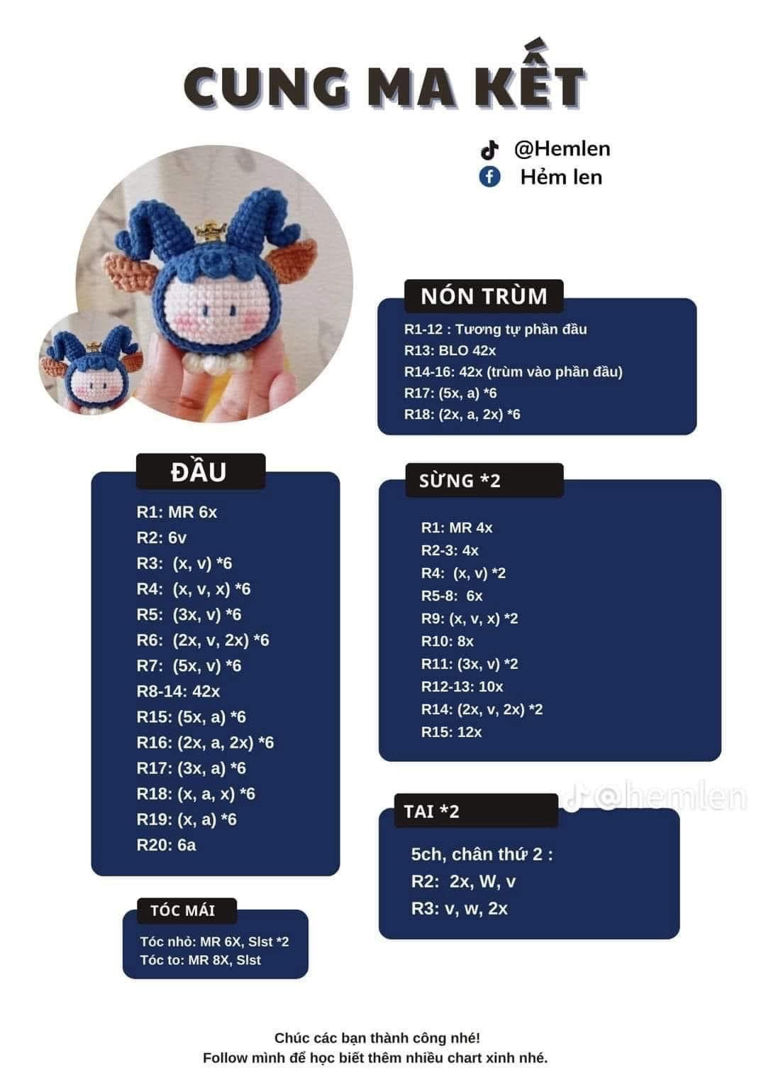 Chart móc len búp bê 12 cung hoàng đạo dễ thương