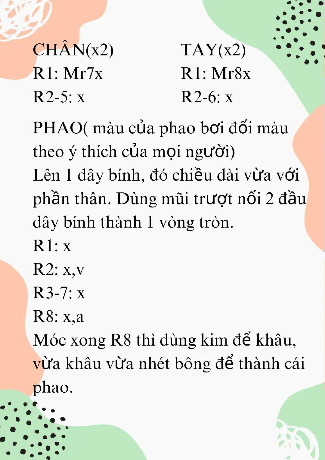 Chart móc len búp bê Avocan màu xanh và tím