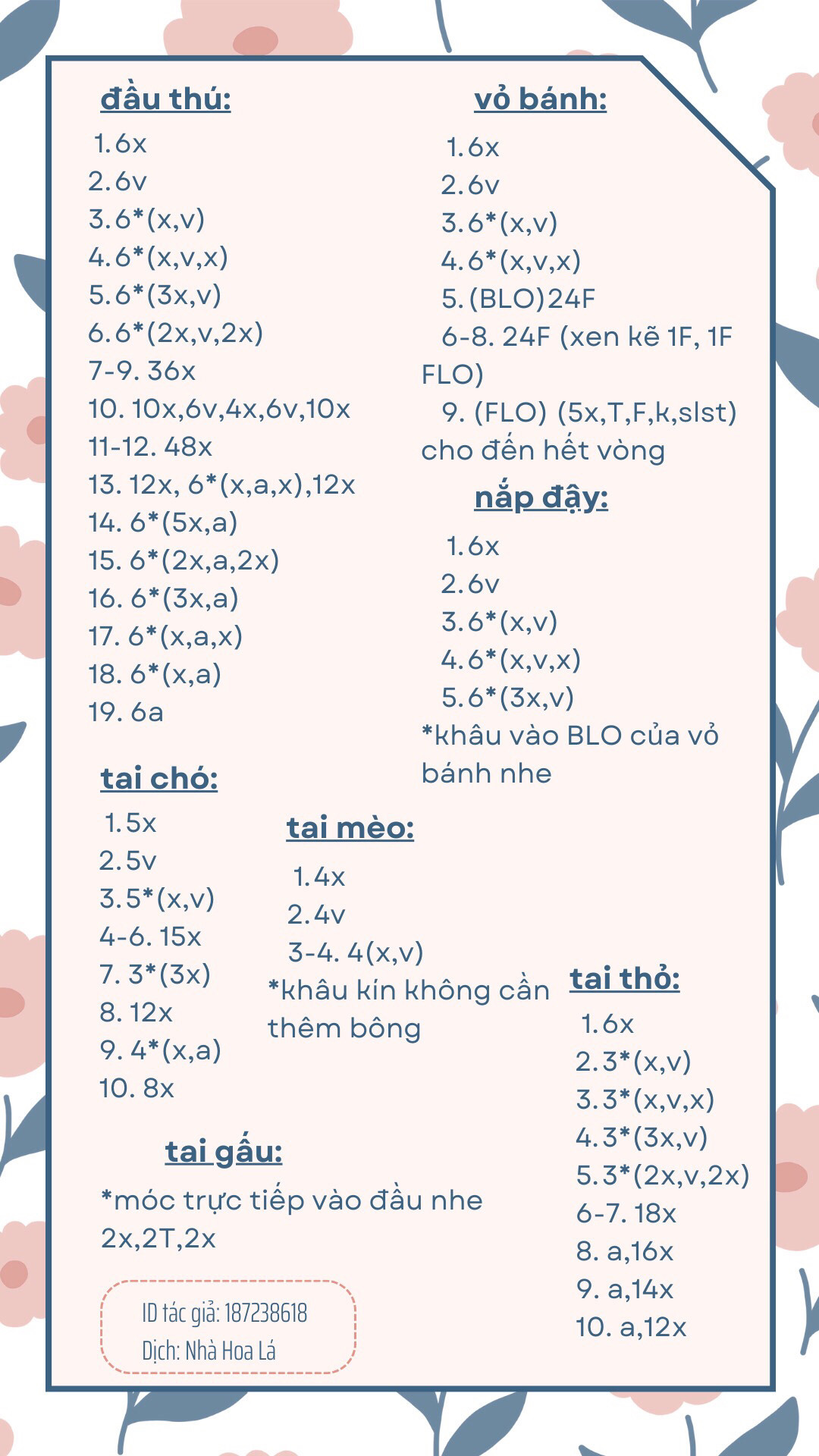 Chart móc len búp bê bánh cupcake hình thú dễ thương