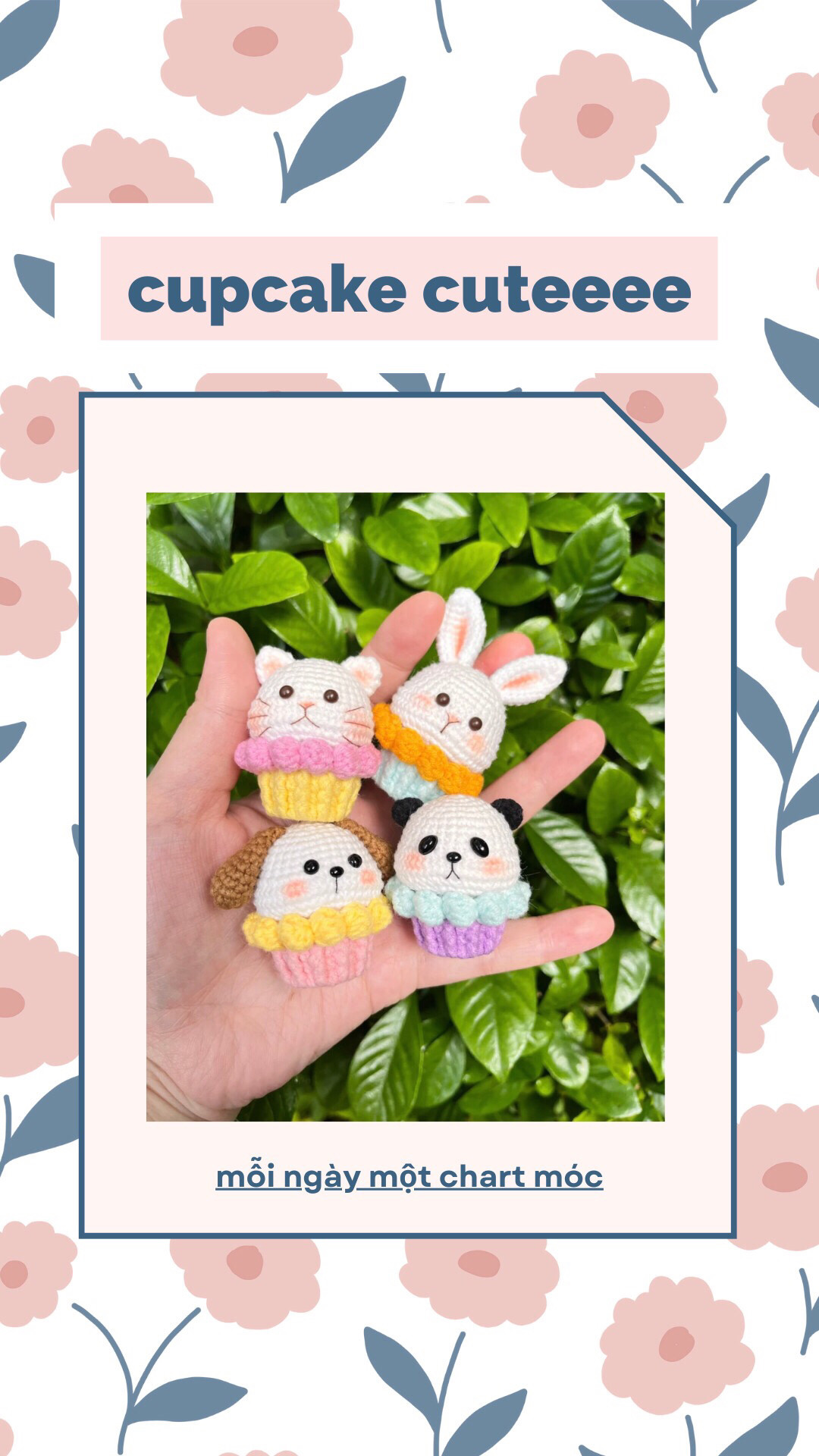 Chart móc len búp bê bánh cupcake hình thú dễ thương