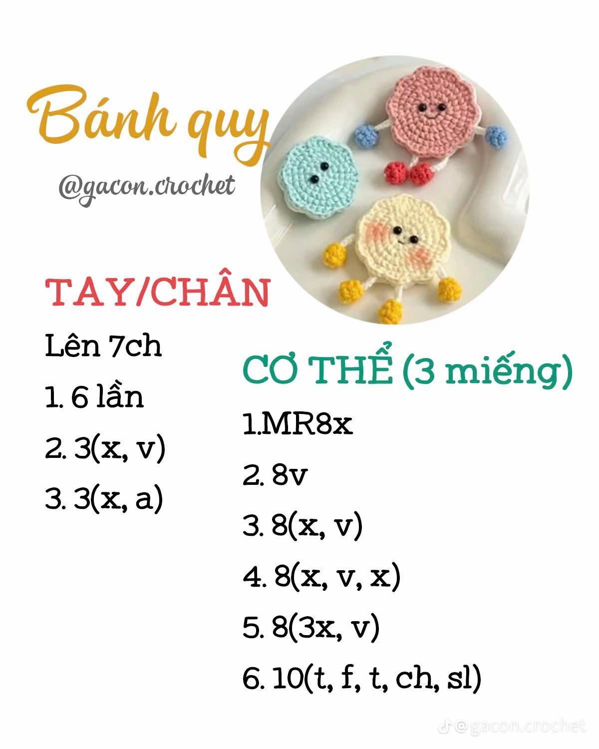 Chart móc len búp bê Bánh quy dễ thương