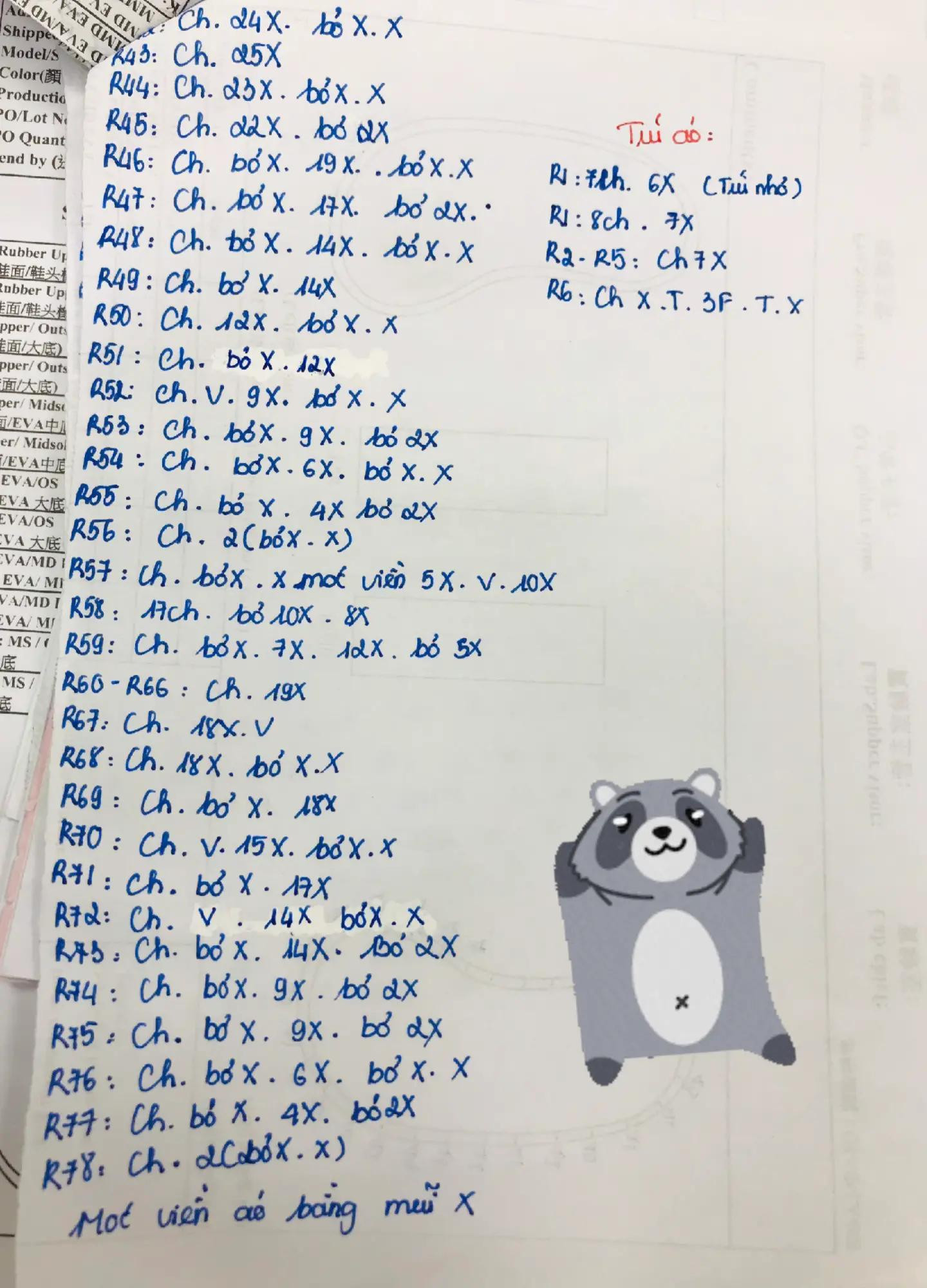 Chart móc len búp bê bé chồn Suu Tâm size to