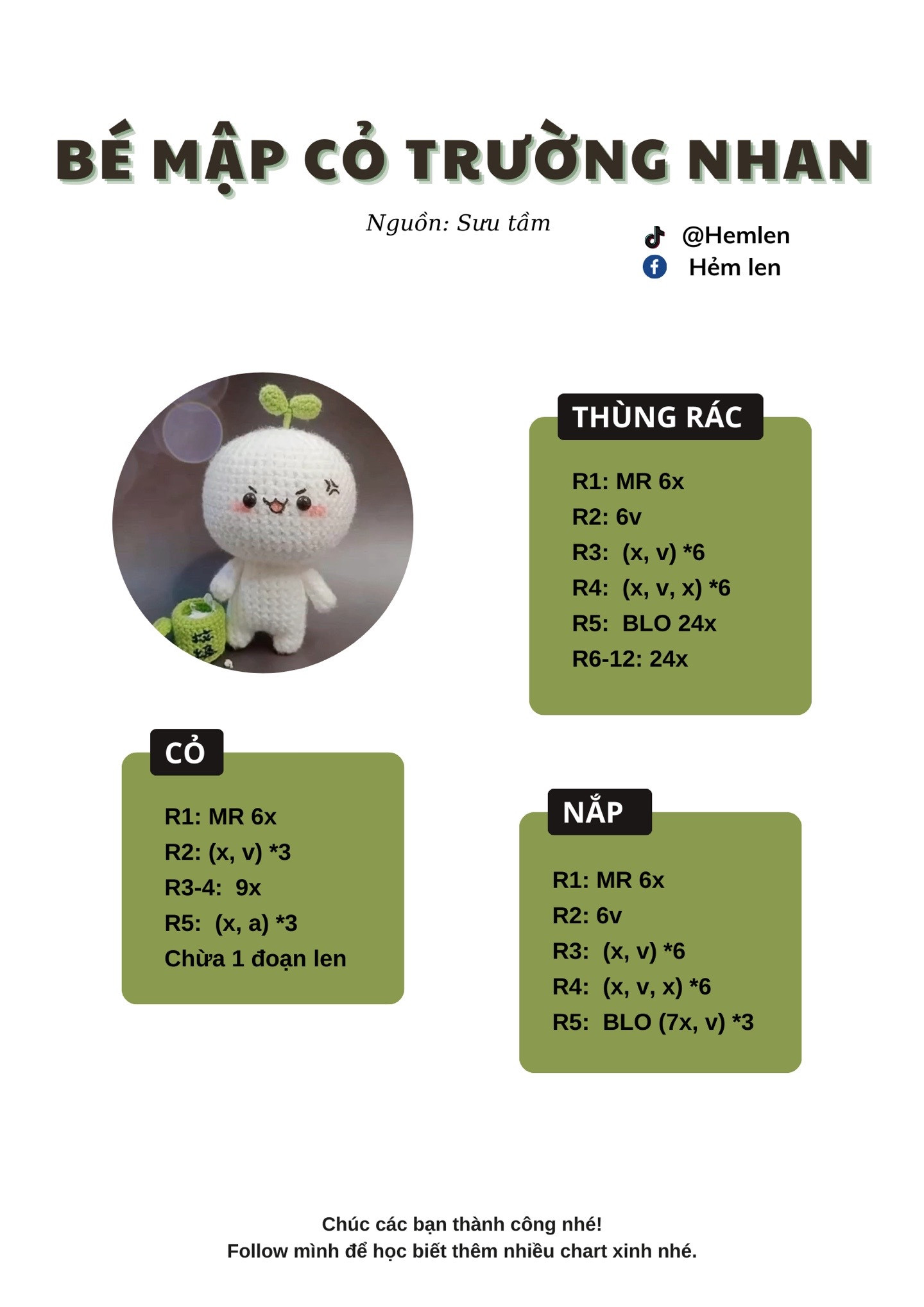 Chart móc len búp bê Béo Mập cổ trồng nhan dễ thương
