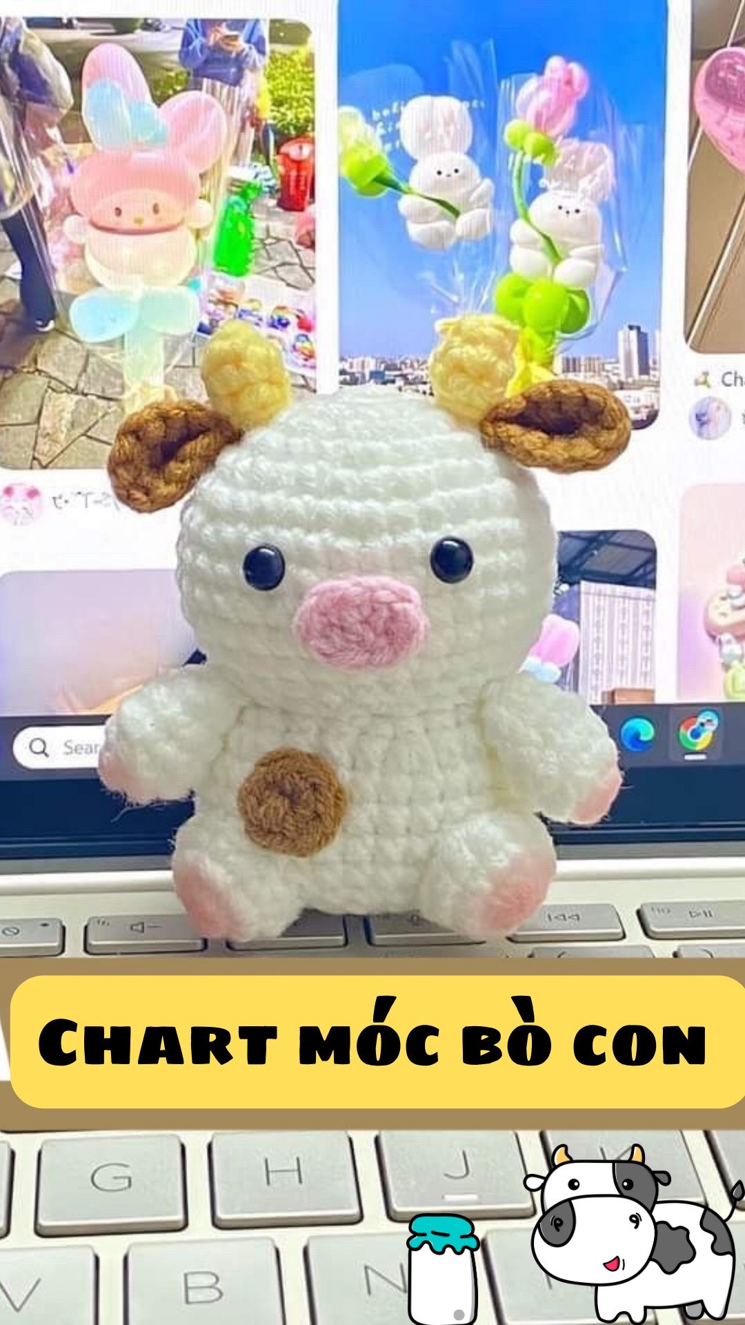 Chart móc len búp bê bò con dễ thương