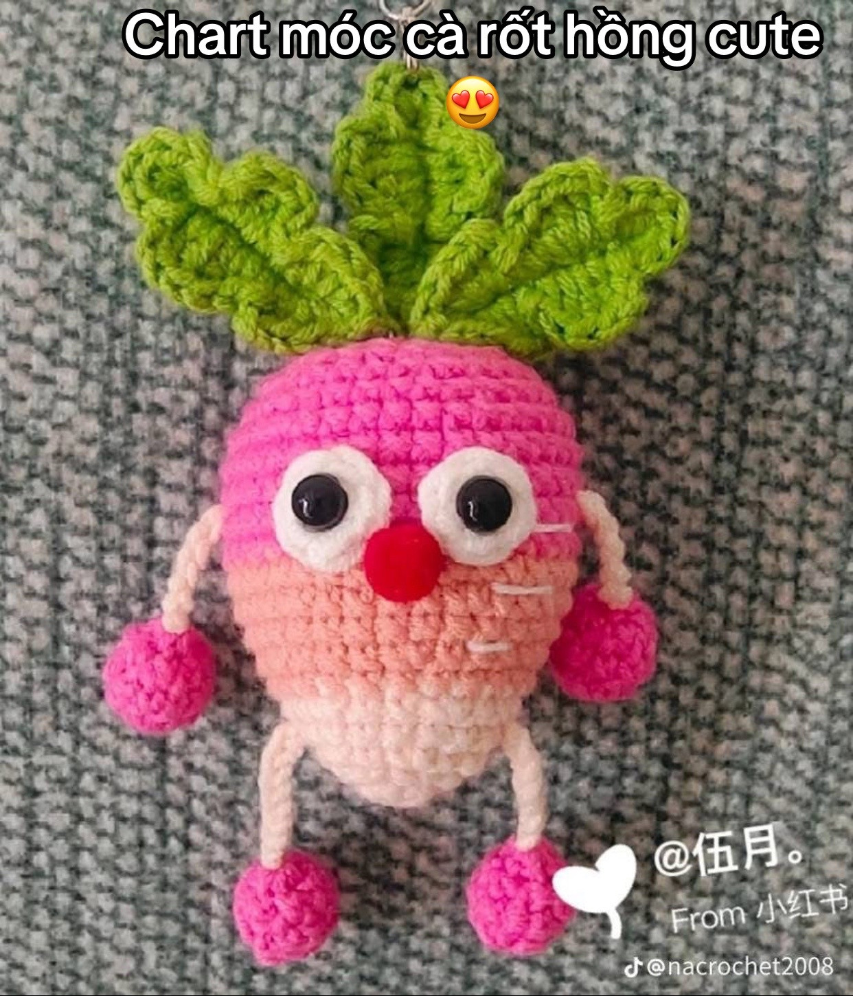 Chart móc len búp bê cà rốt hồng cute dễ thương