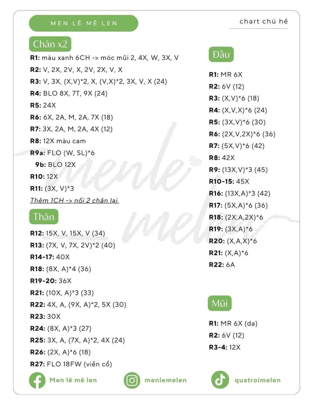 Chart móc len búp bê chú hề và mèo dễ thương nhiều màu sắc