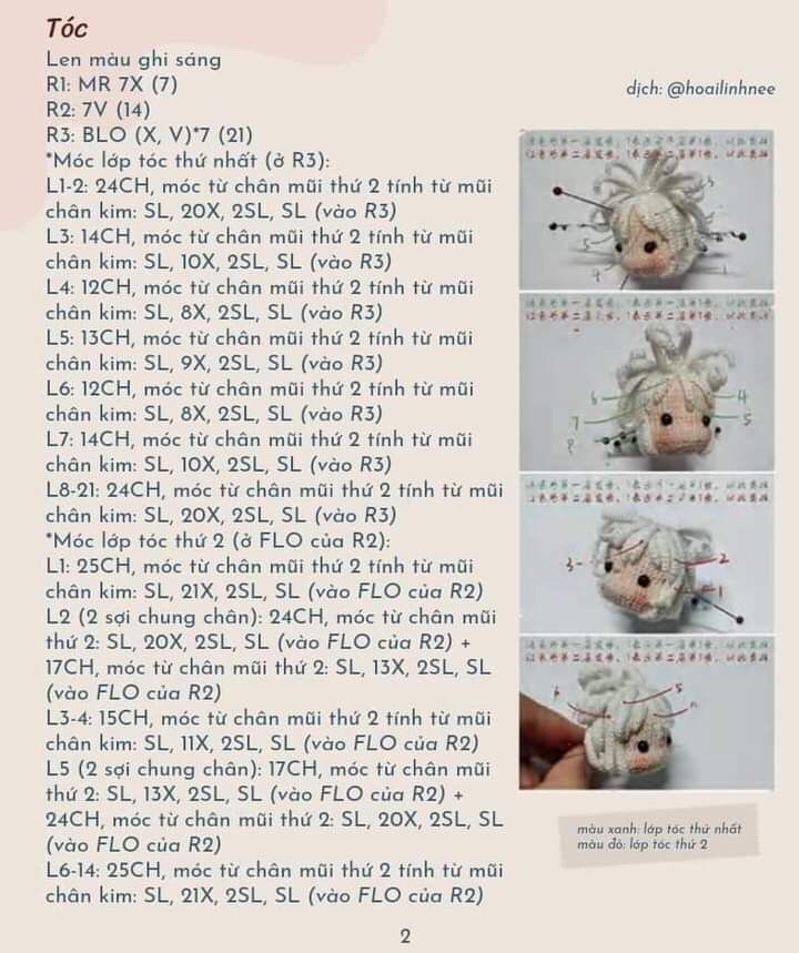 Chart móc len búp bê cô bé nấm dễ thương