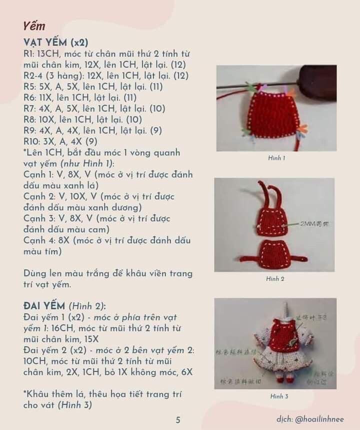 Chart móc len búp bê cô bé nấm dễ thương