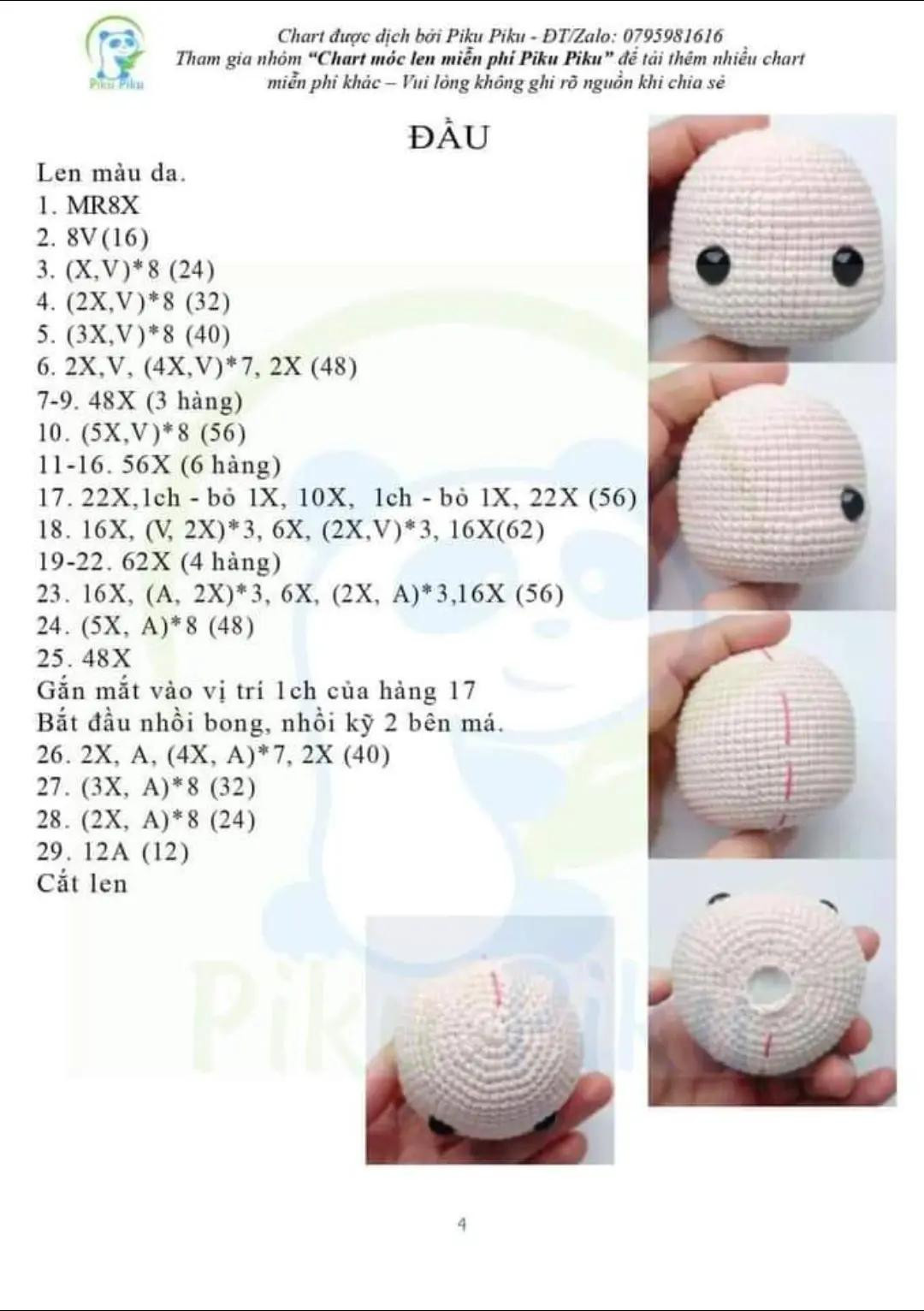 Chart móc len búp bê công chúa tóc mây với mái tóc vàng dài và hoa trang trí