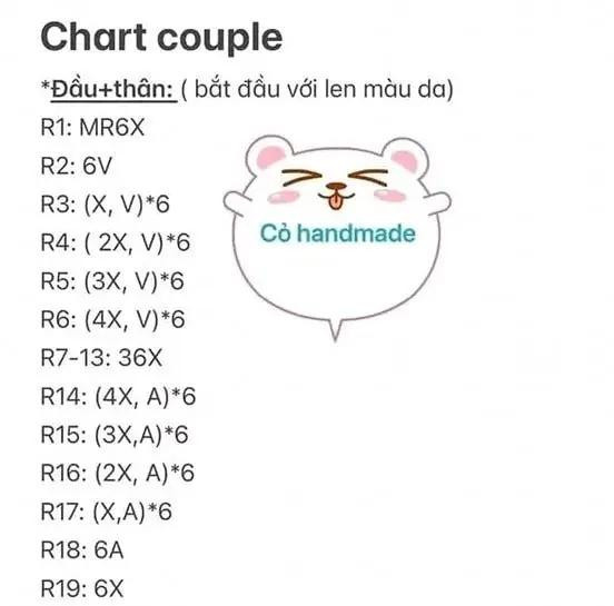 Chart móc len búp bê couple nam nữ dễ thương