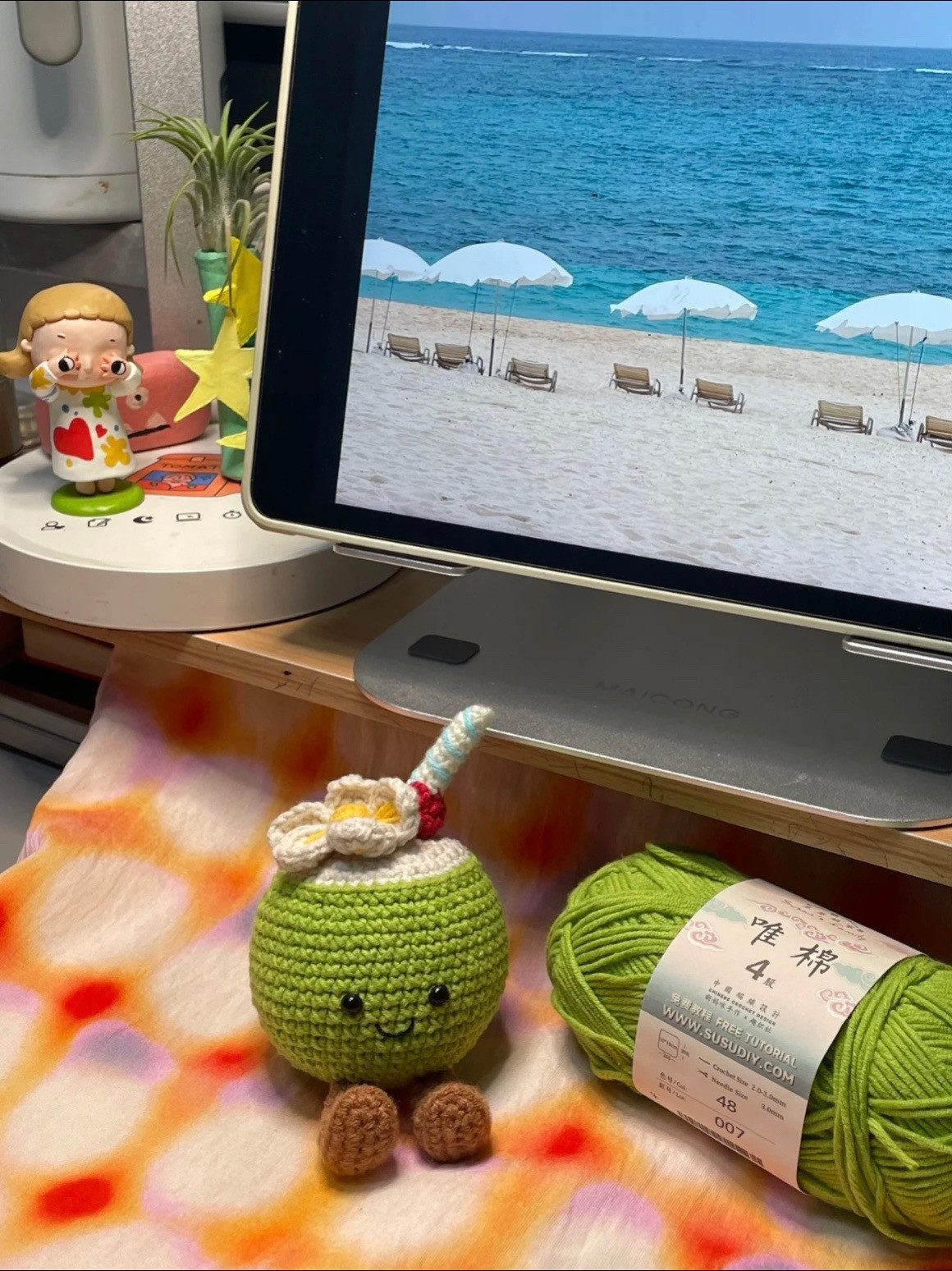 Chart móc len búp bê dừa Jellycat mùa hè