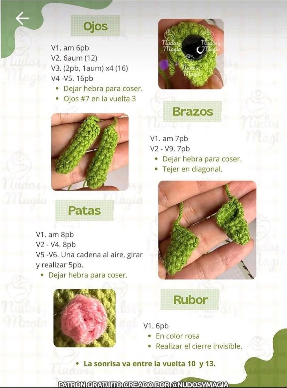 Chart móc len búp bê ếch Ranita màu xanh dễ thương