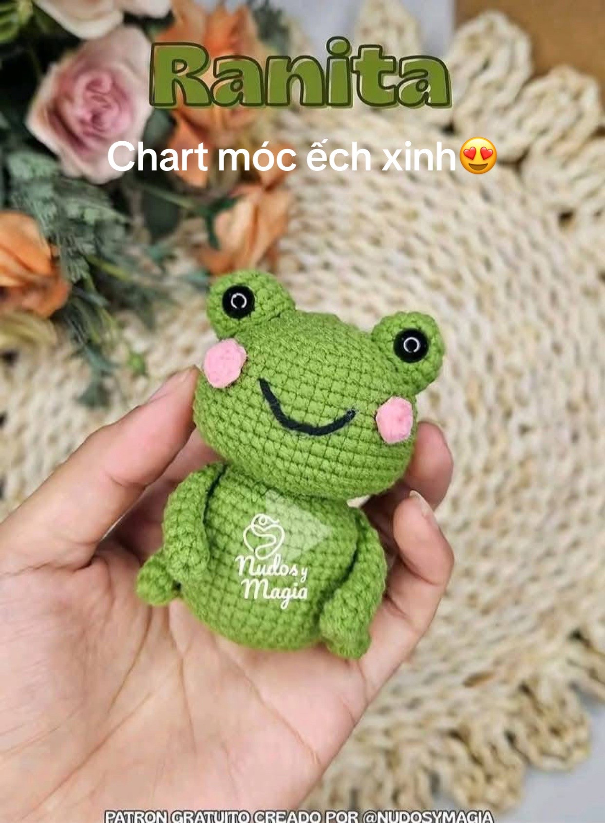 Chart móc len búp bê ếch Ranita màu xanh dễ thương