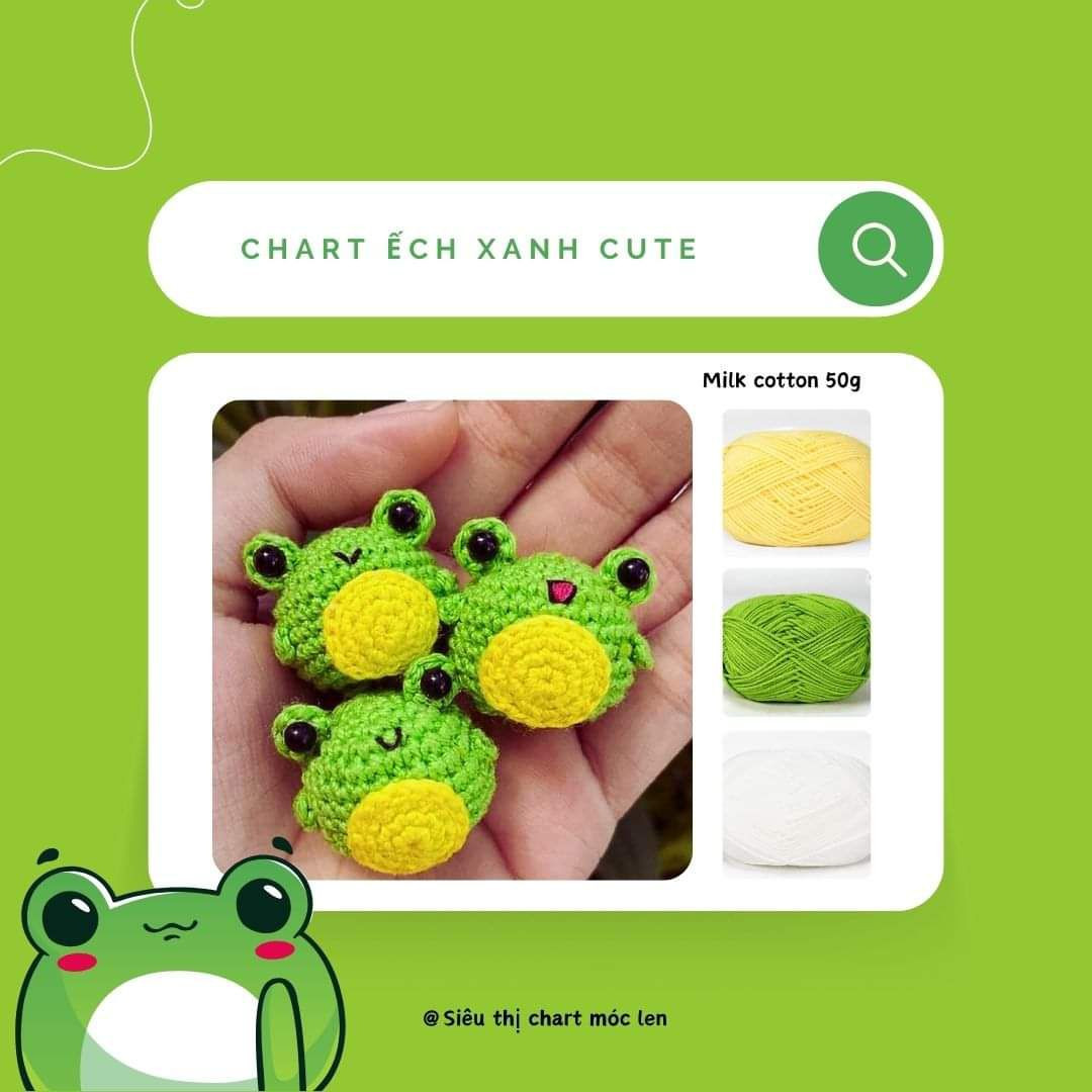Chart móc len búp bê ếch xanh cute siêu dễ thương