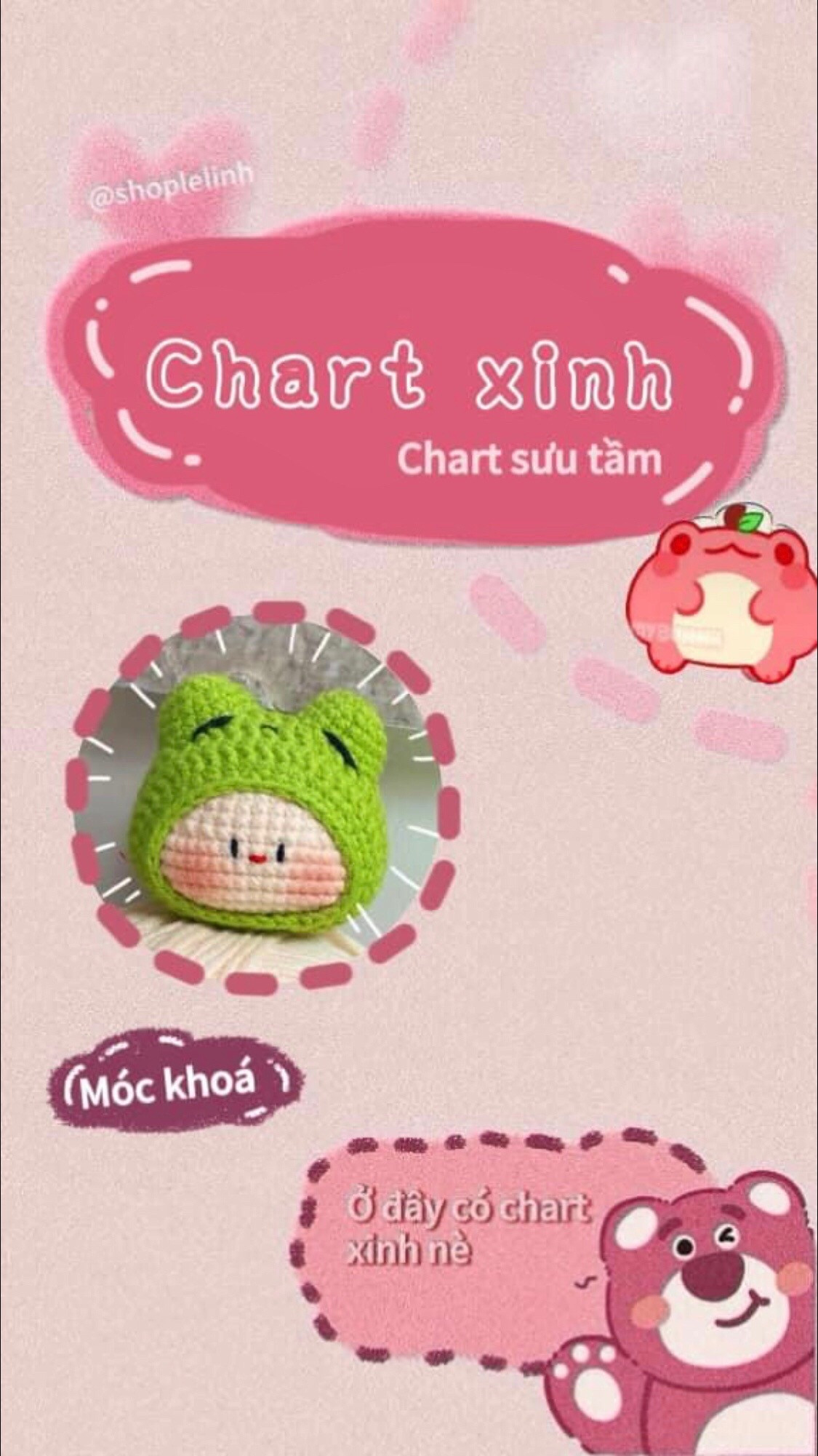 Chart móc len búp bê ếch xanh dễ thương