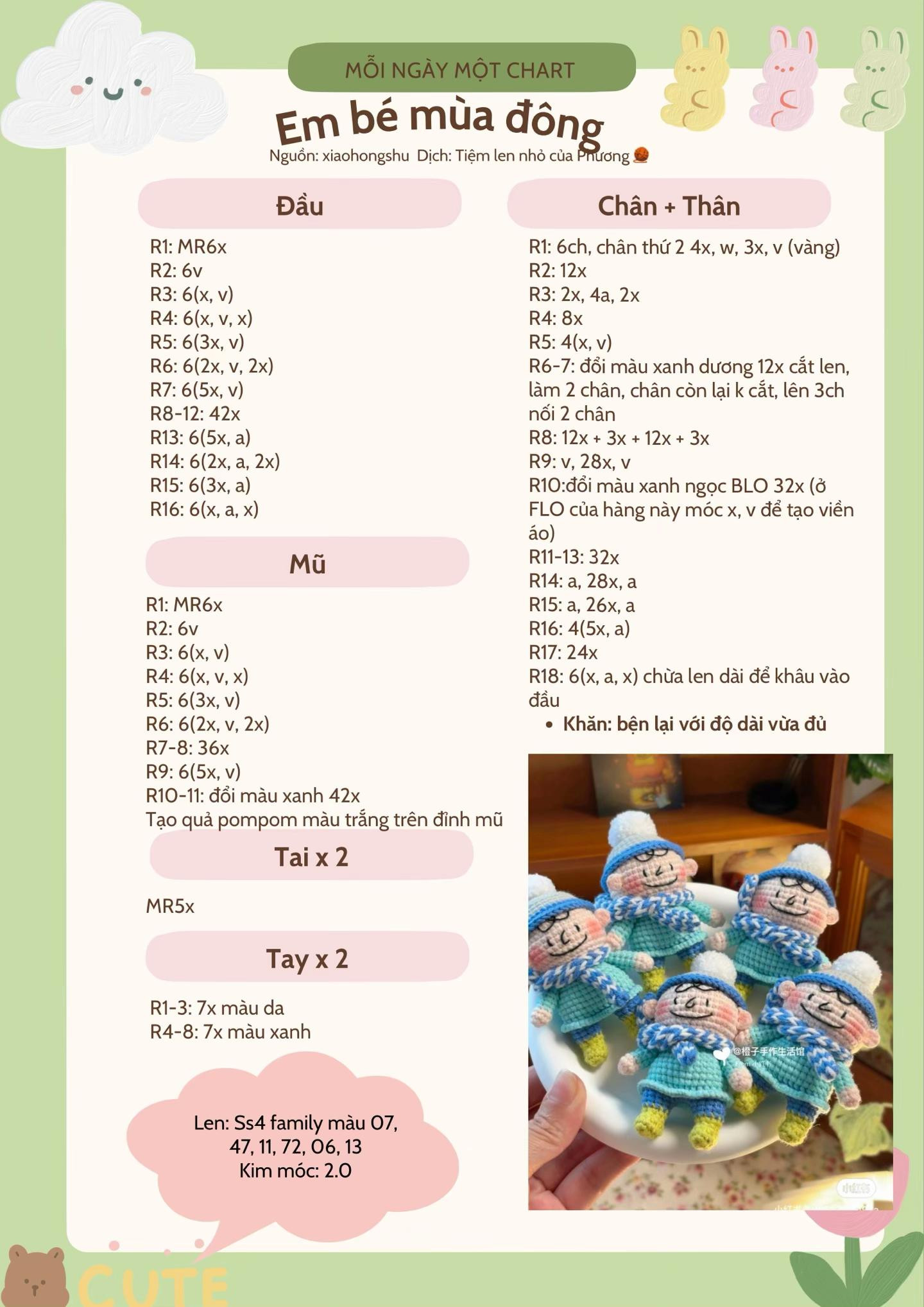 Chart móc len búp bê em bé mùa đông