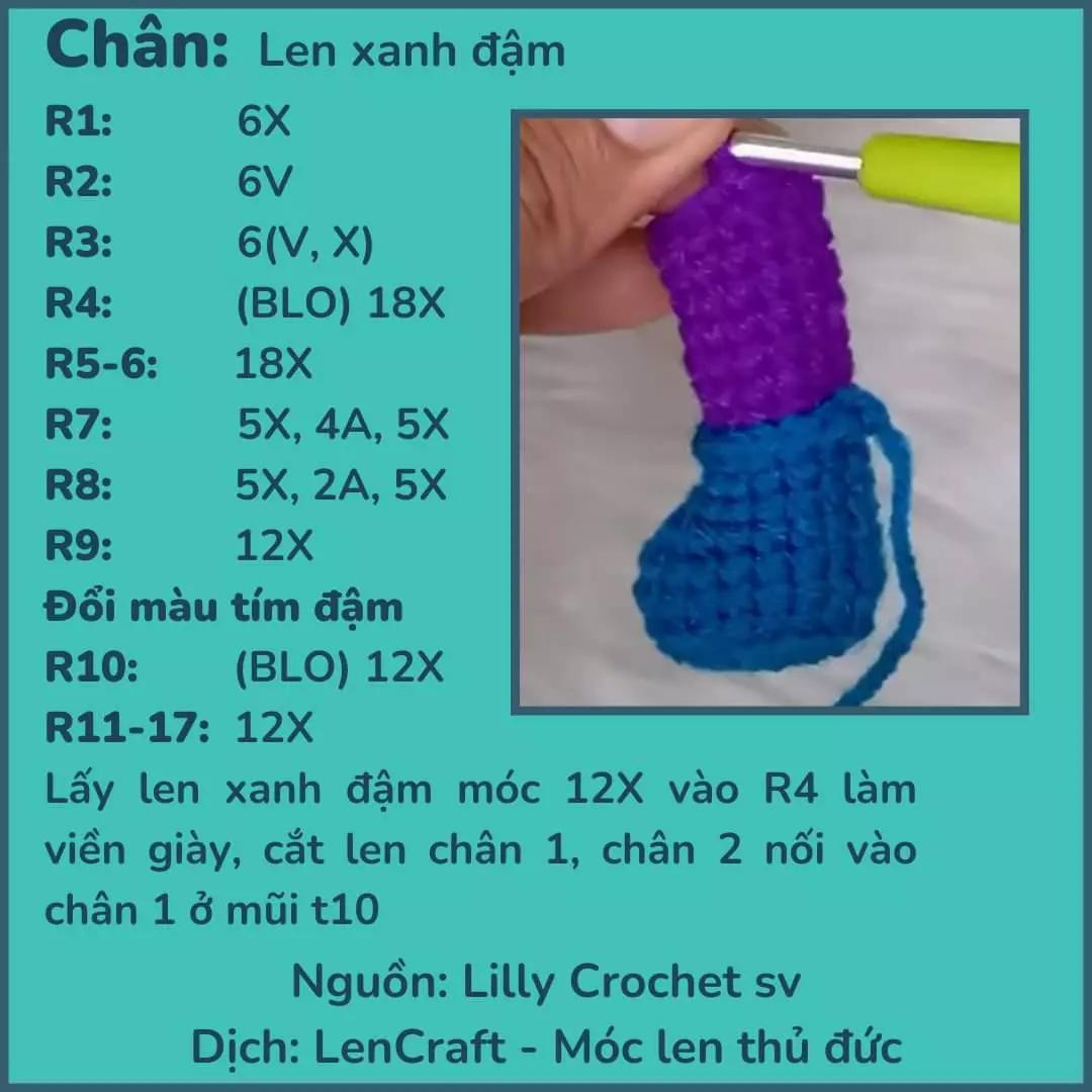 Chart Móc Len Búp bê Envy (Inside Out) - Hướng dẫn chi tiết từng phần