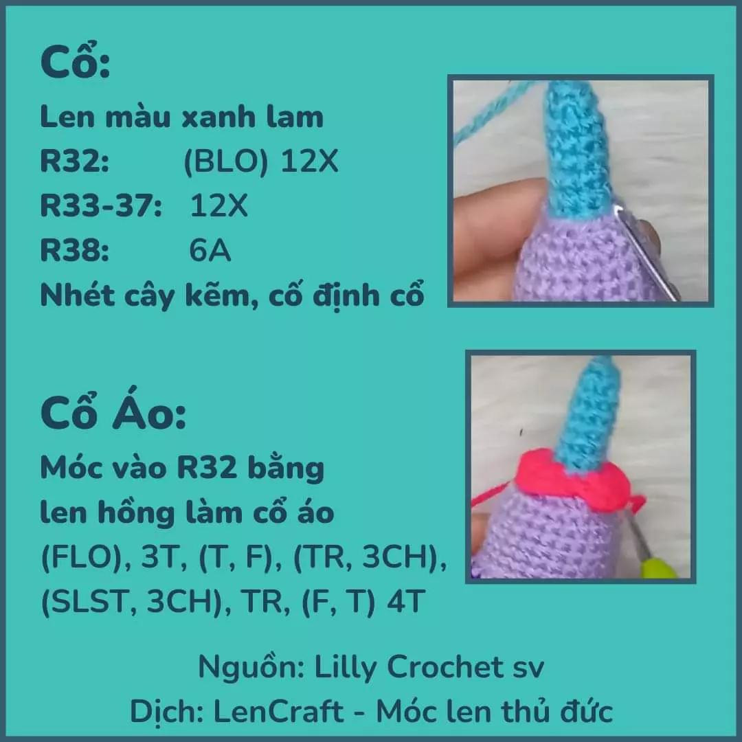 Chart Móc Len Búp bê Envy (Inside Out) - Hướng dẫn chi tiết từng phần