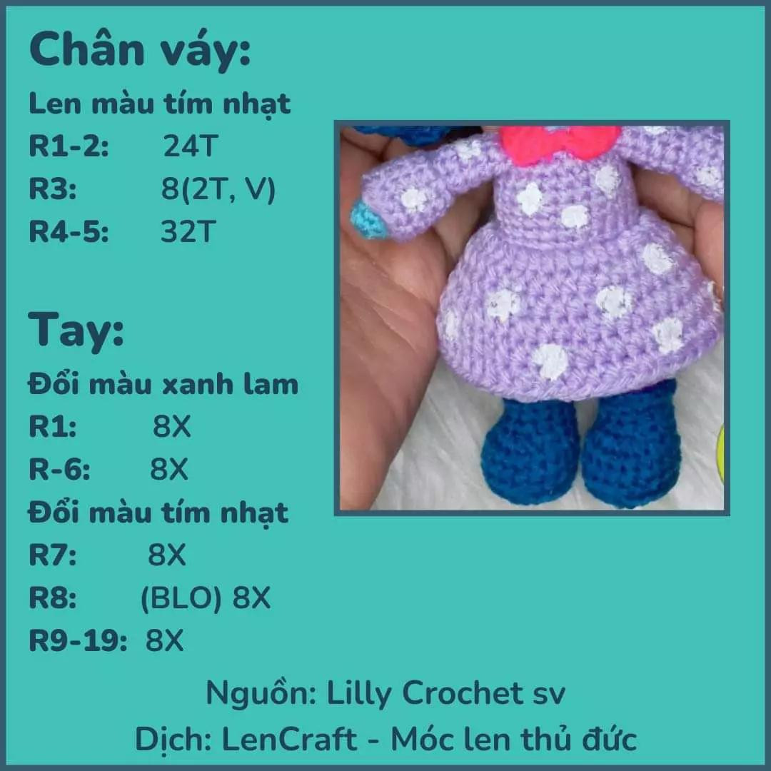 Chart Móc Len Búp bê Envy (Inside Out) - Hướng dẫn chi tiết từng phần