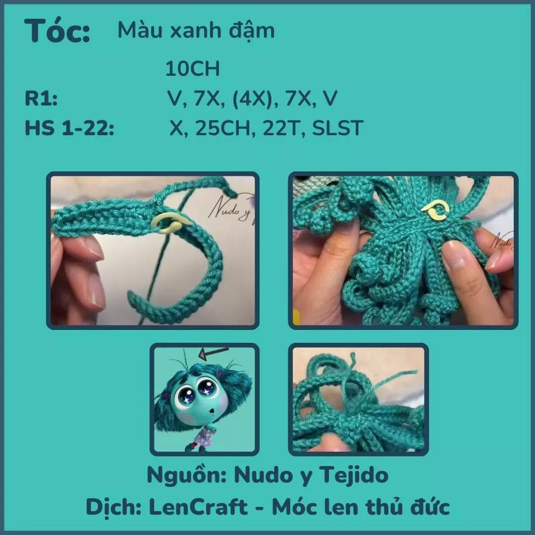 Chart Móc Len Búp bê Envy (Inside Out) - Hướng dẫn chi tiết từng phần