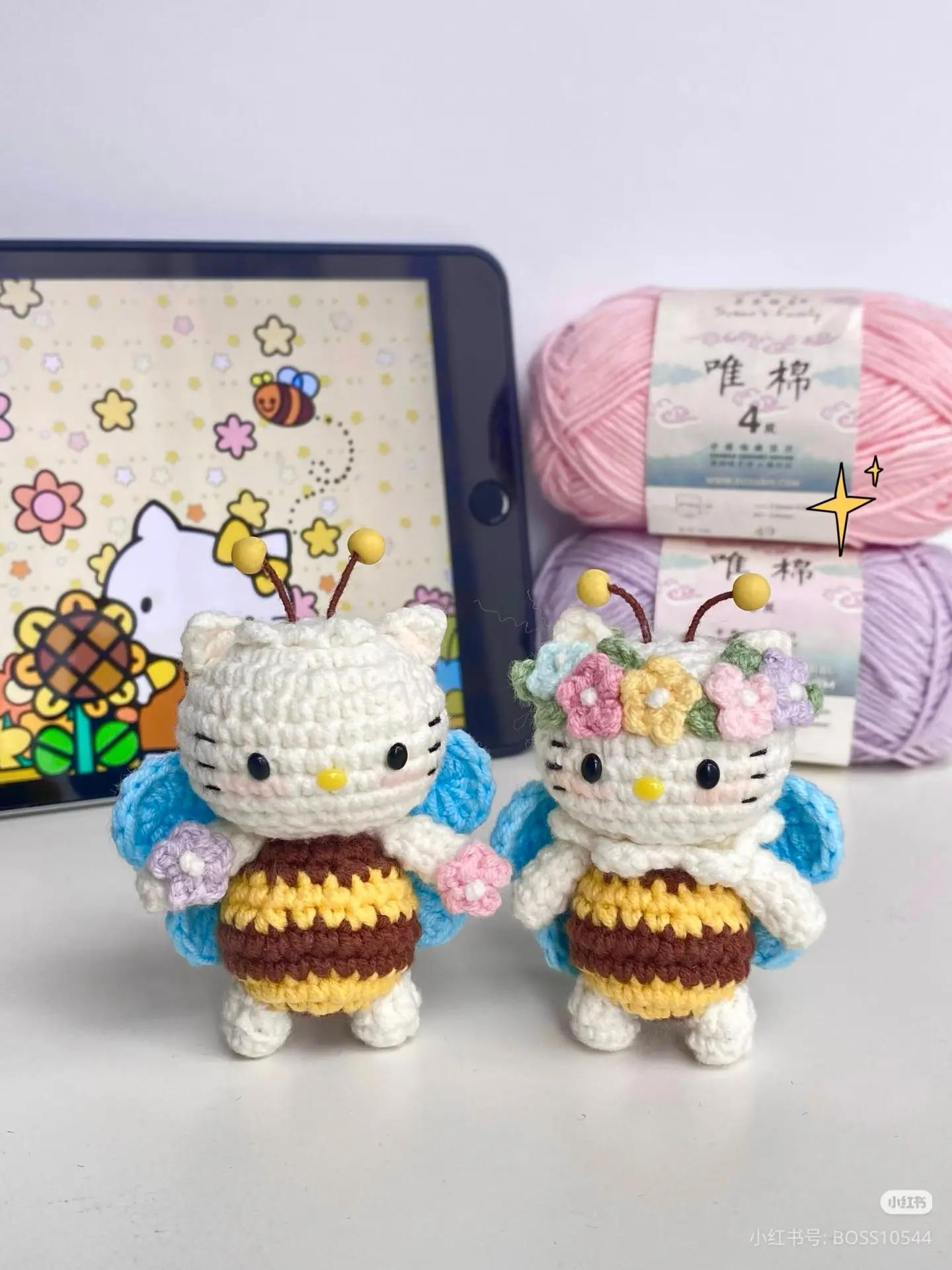 Chart móc len búp bê Hello Kitty ong mật dễ thương