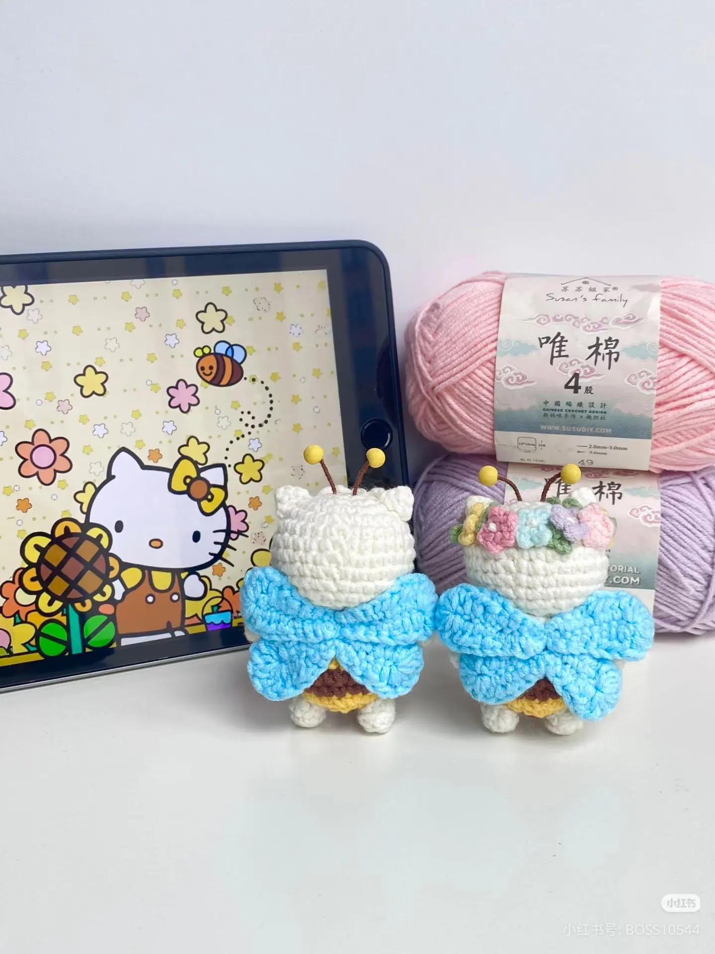 Chart móc len búp bê Hello Kitty ong mật dễ thương