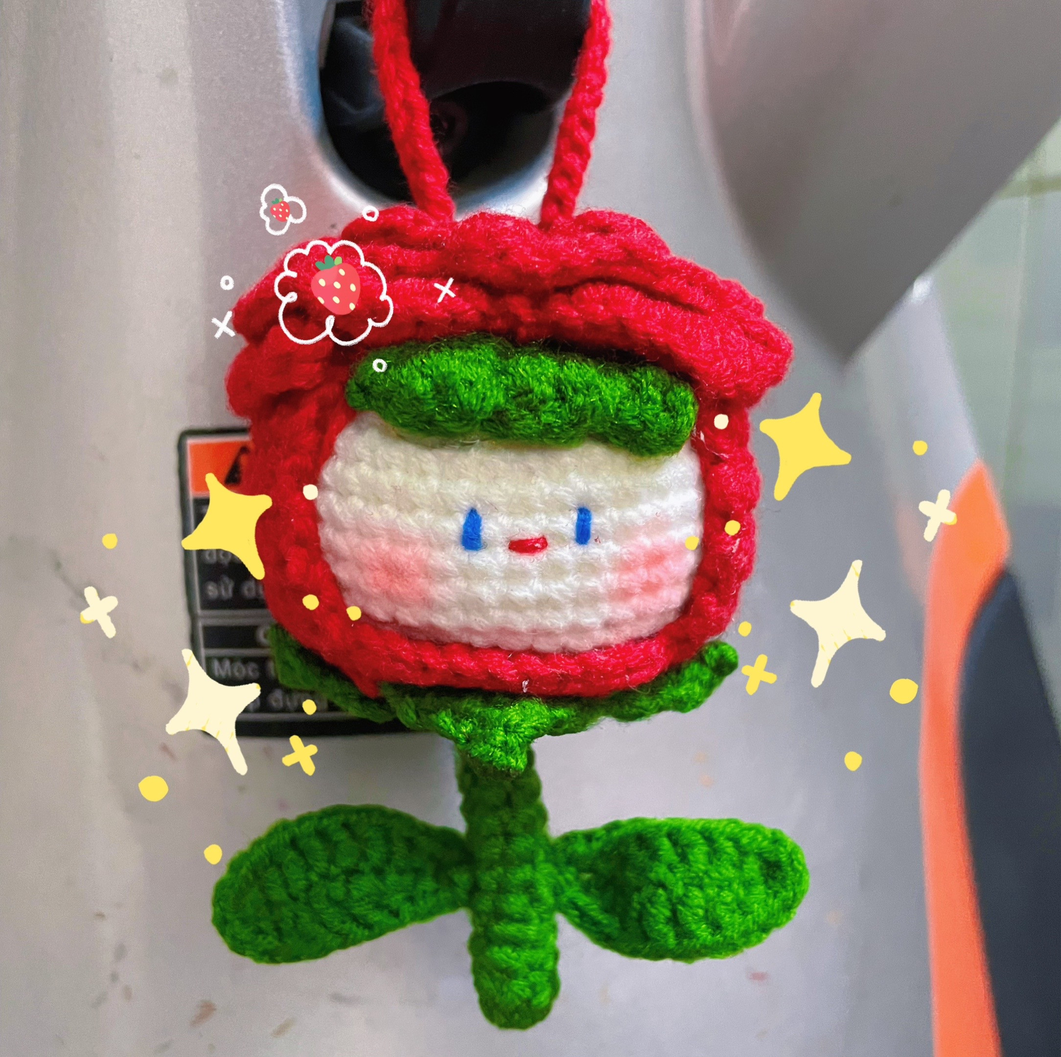 Chart Móc Len Búp bê Hoa Hồng Amigurumi Dễ Thương