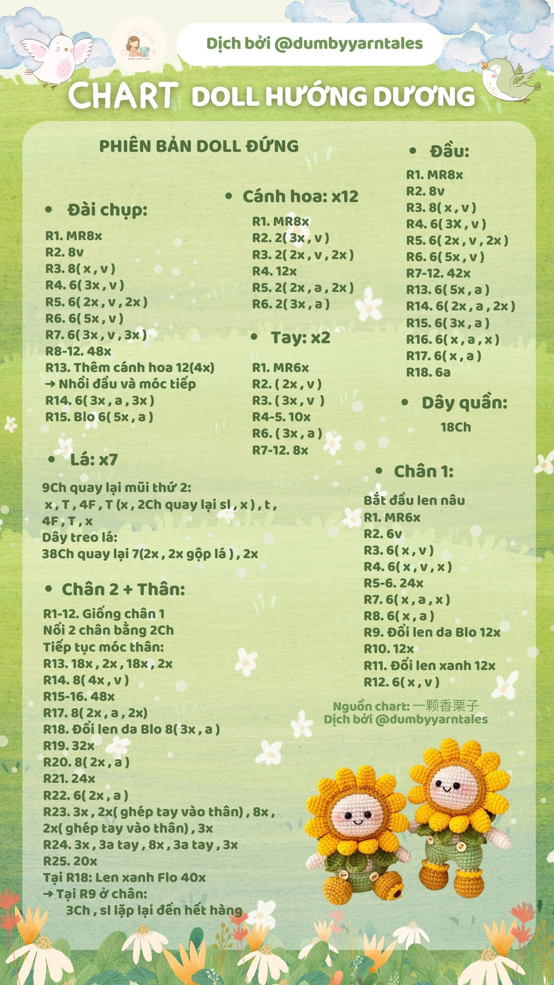 Chart Móc Len Búp Bê Hoa Hướng Dương Ngồi Và Đứng