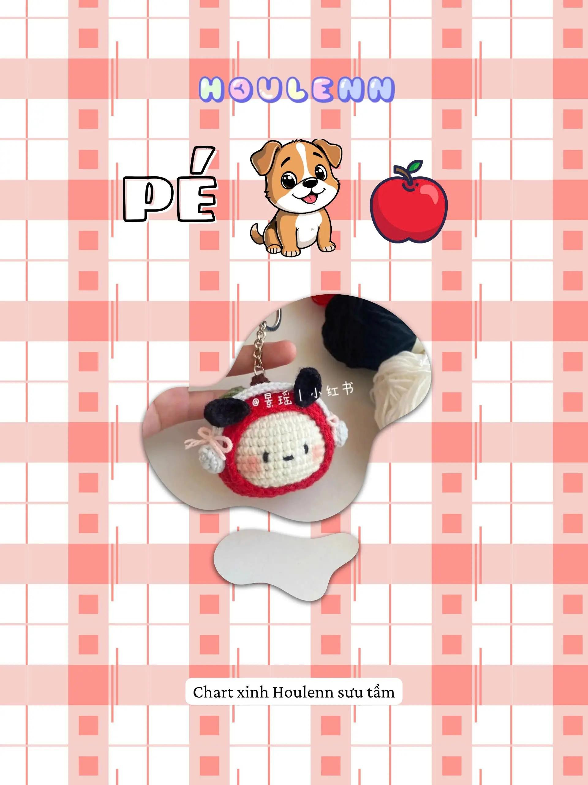 Chart móc len búp bê Houleenn hình quả táo đỏ dễ thương