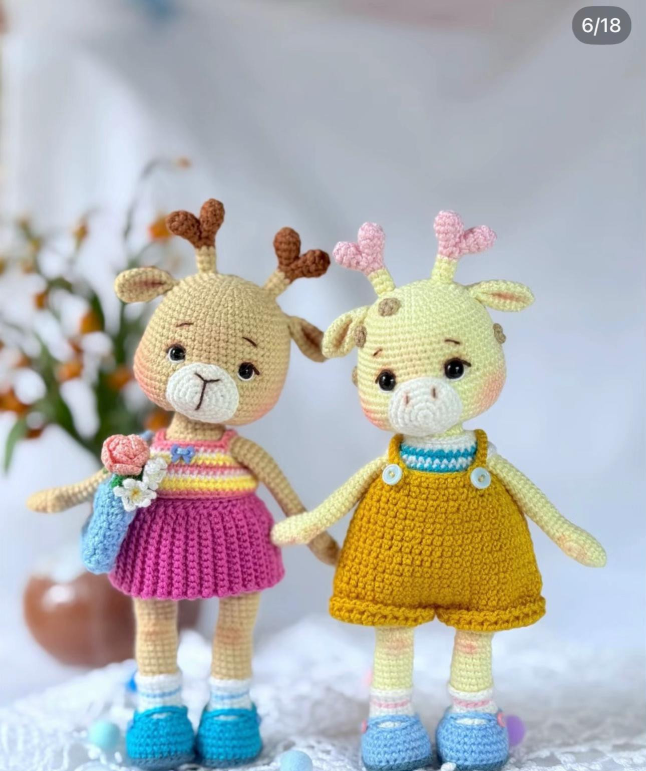 Chart Móc Len Búp bê Hươu Cao Cổ Amigurumi