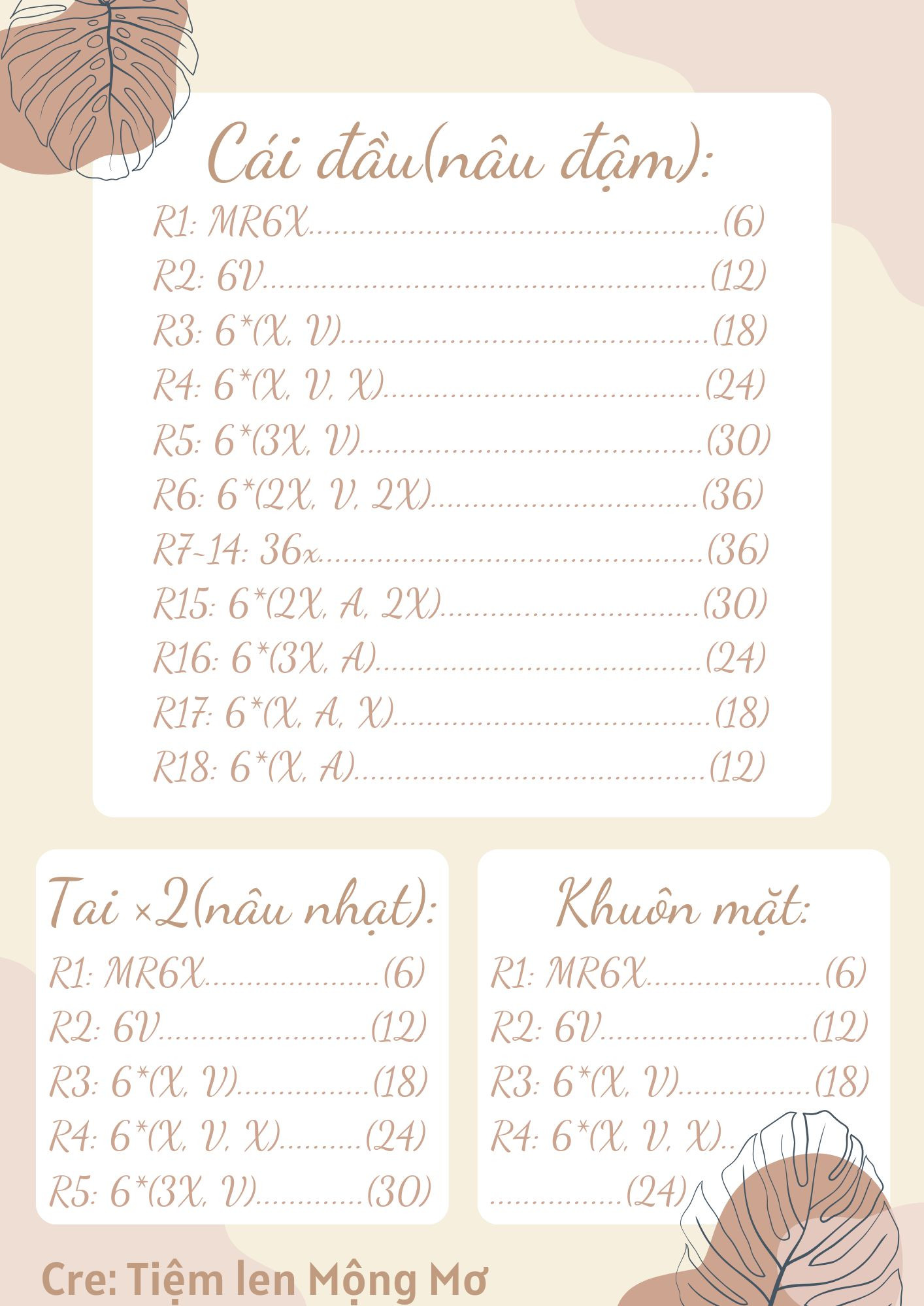 Chart móc len búp bê khỉ quàng khăn dễ thương
