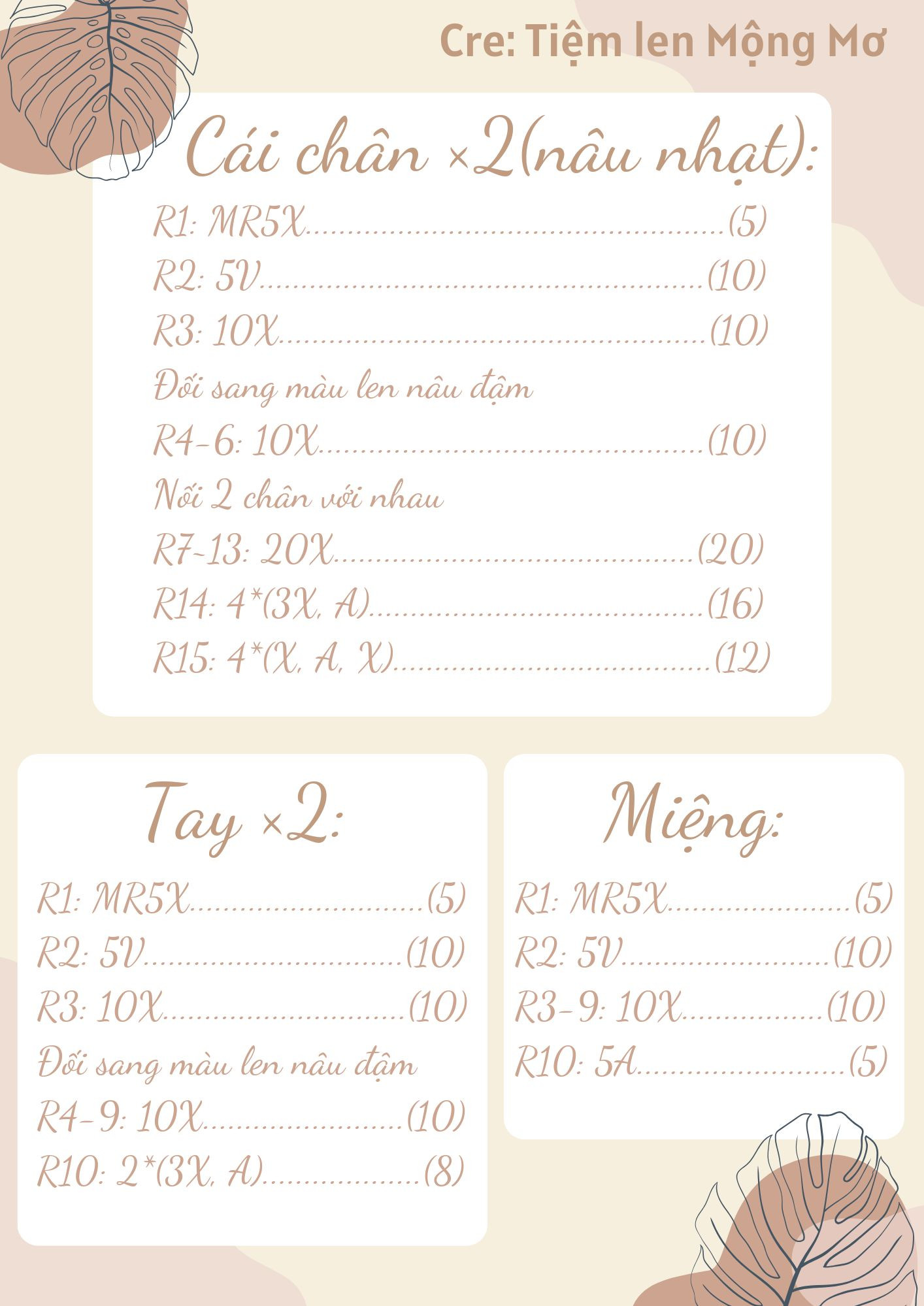 Chart móc len búp bê khỉ quàng khăn dễ thương