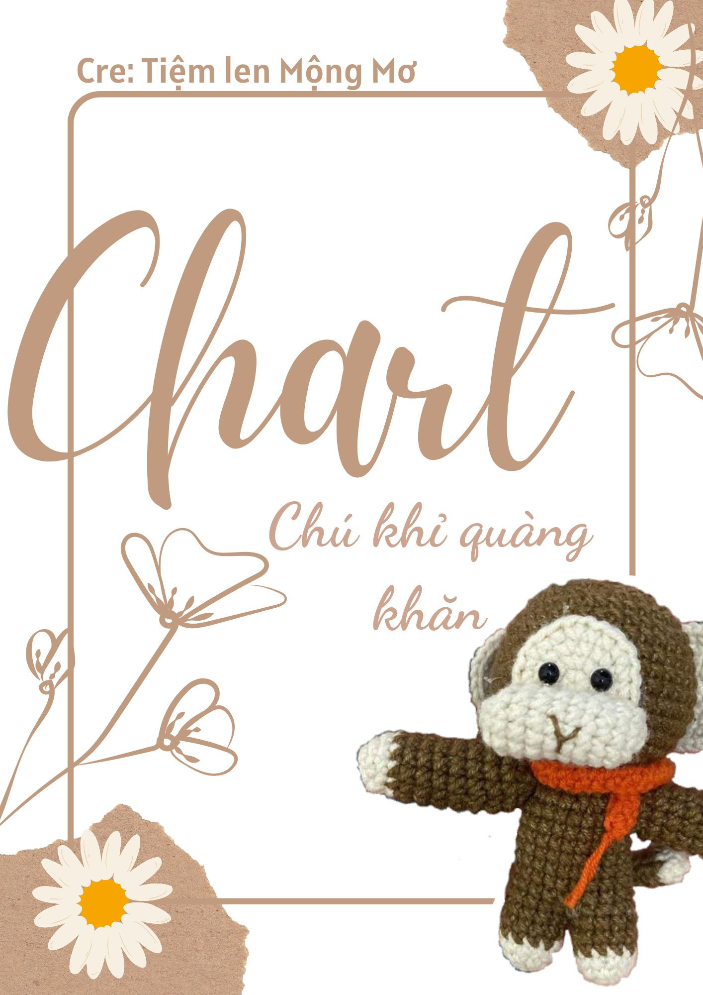 Chart móc len búp bê khỉ quàng khăn dễ thương