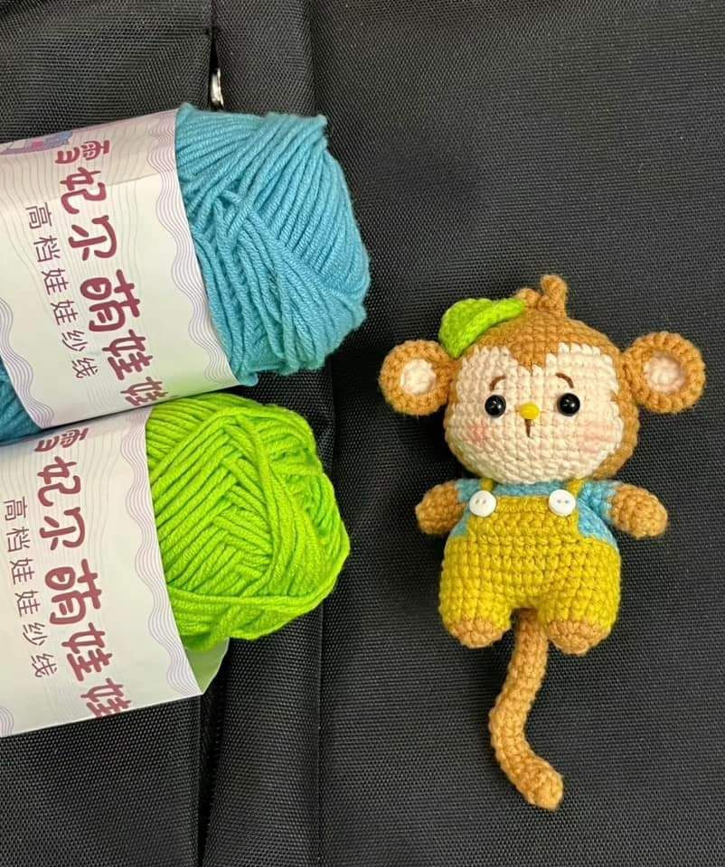 Chart Móc Len Búp Bê Khỉ Rich Kid & Khỉ Cầm Chuối Dễ Thương