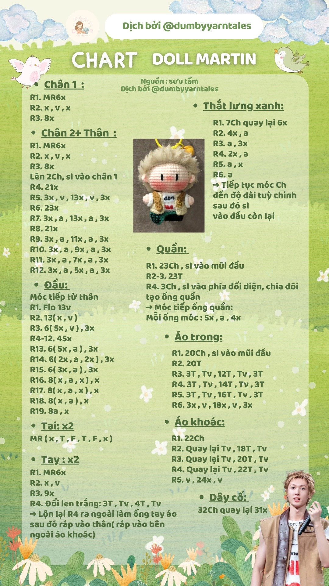 Chart Móc Len Búp bê Martin (Doll Martin) - Dịch bởi Dumby Yarn Tales