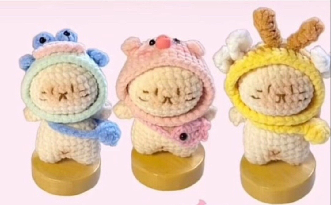 Chart móc len búp bê mèo dễ thương mặc đồ công chúa, heo và hươu