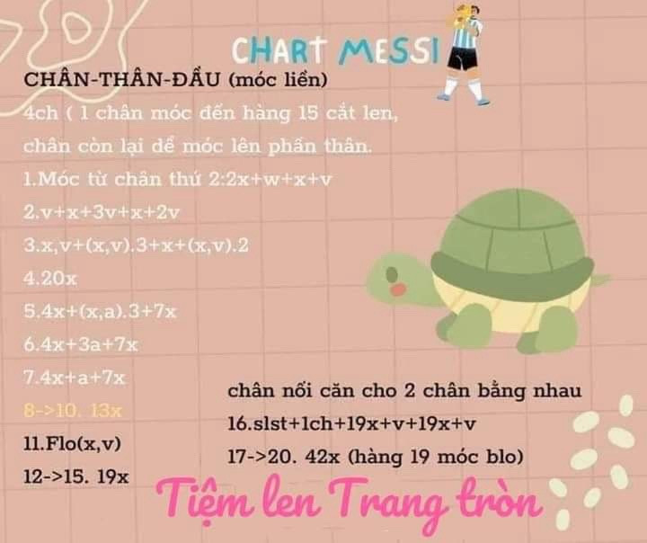 Chart Móc Len Búp bê Messi - Hướng dẫn chi tiết từng phần