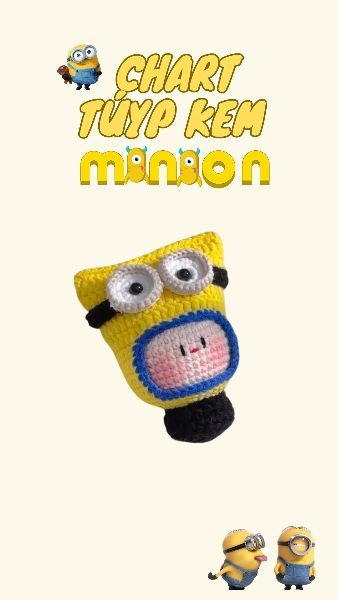 Chart móc len búp bê Minion vàng xanh dễ thương
