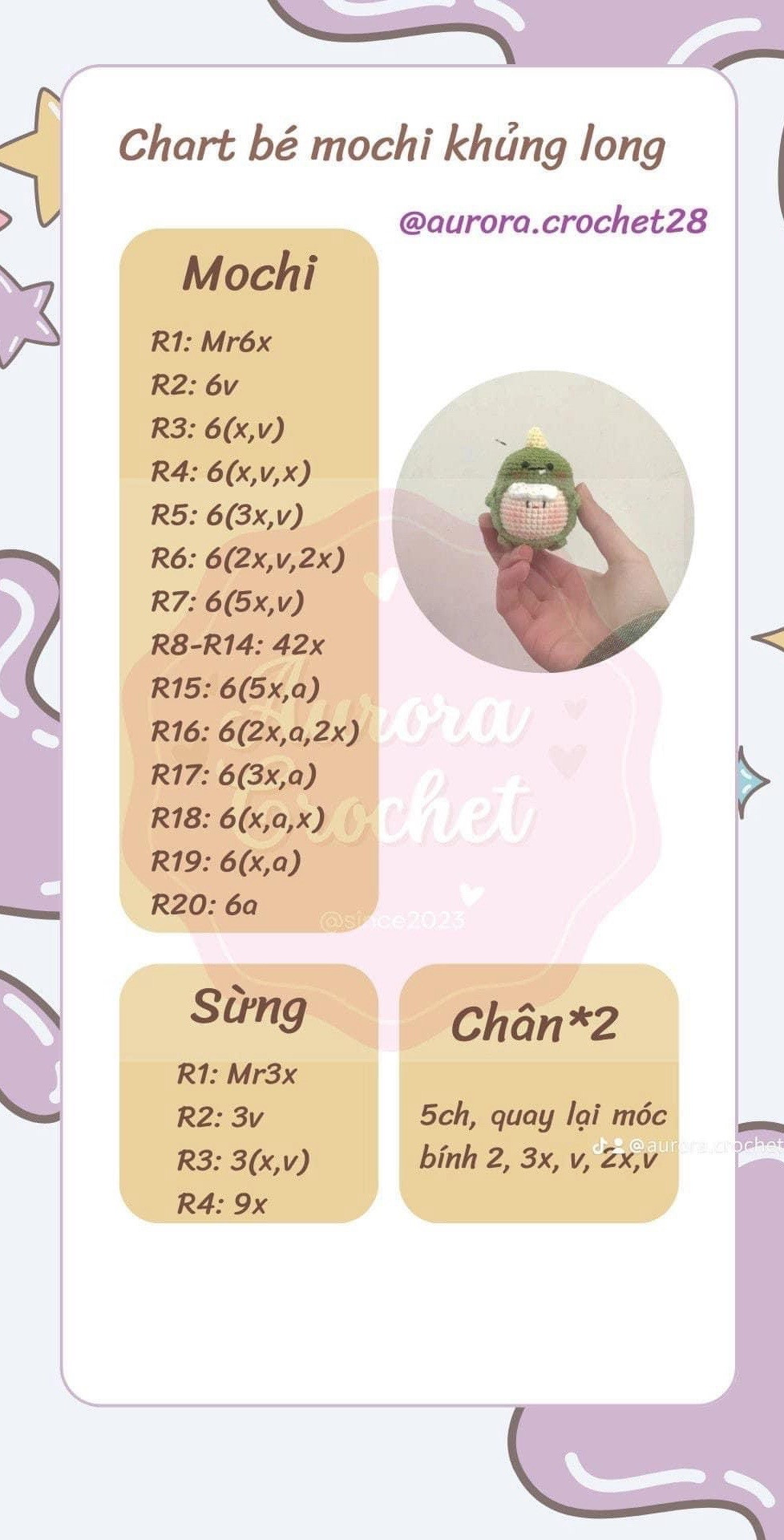 Chart Móc Len Búp bê Mochi Củ Cải và Bánh Bao