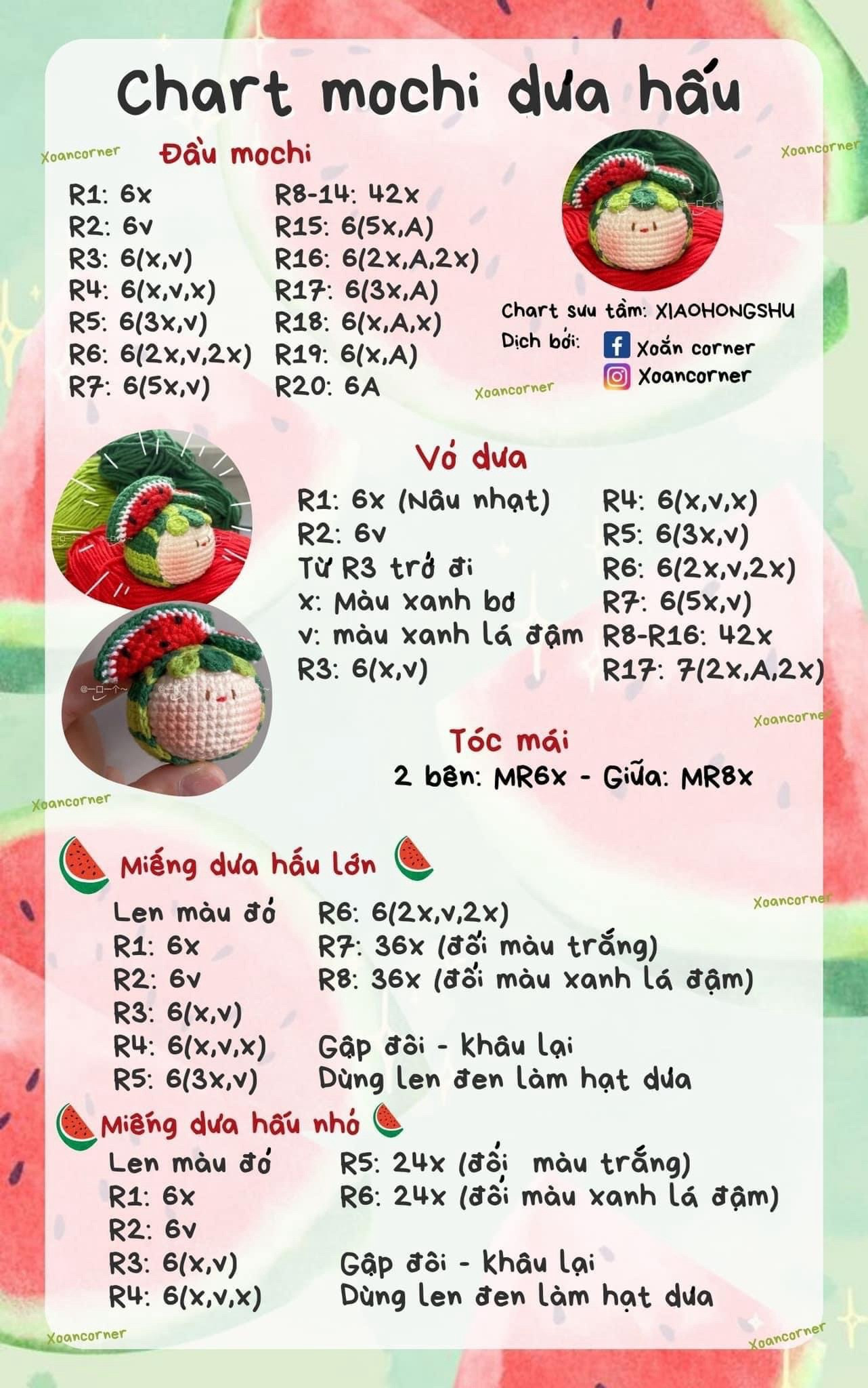 Chart Móc Len Búp bê Mochi Củ Cải và Bánh Bao