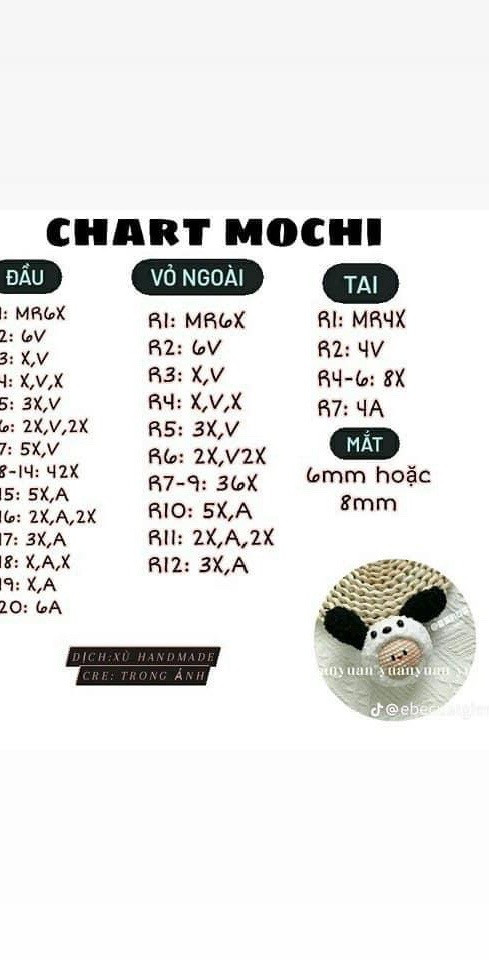 Chart Móc Len Búp bê Mochi Củ Cải và Bánh Bao