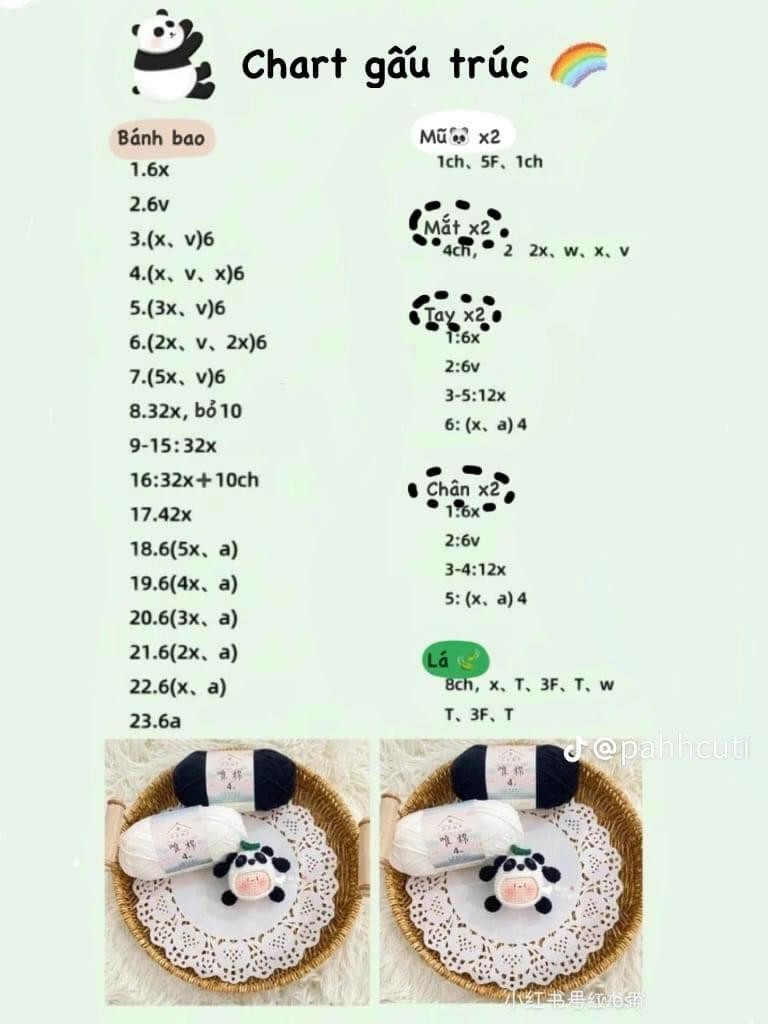 Chart móc len búp bê Mochi hoa và Kem dễ thương