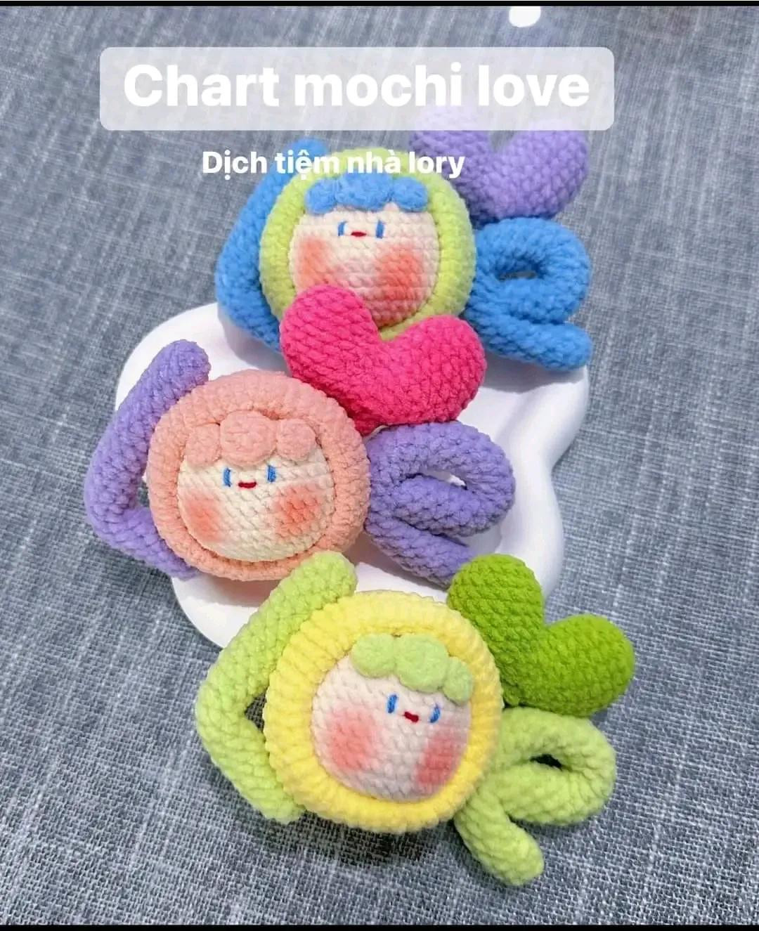 Chart móc len búp bê Mochi tình yêu và nồi cơm điện dễ thương