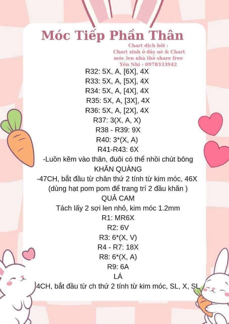 Chart móc len búp bê Na Trái Cam dễ thương