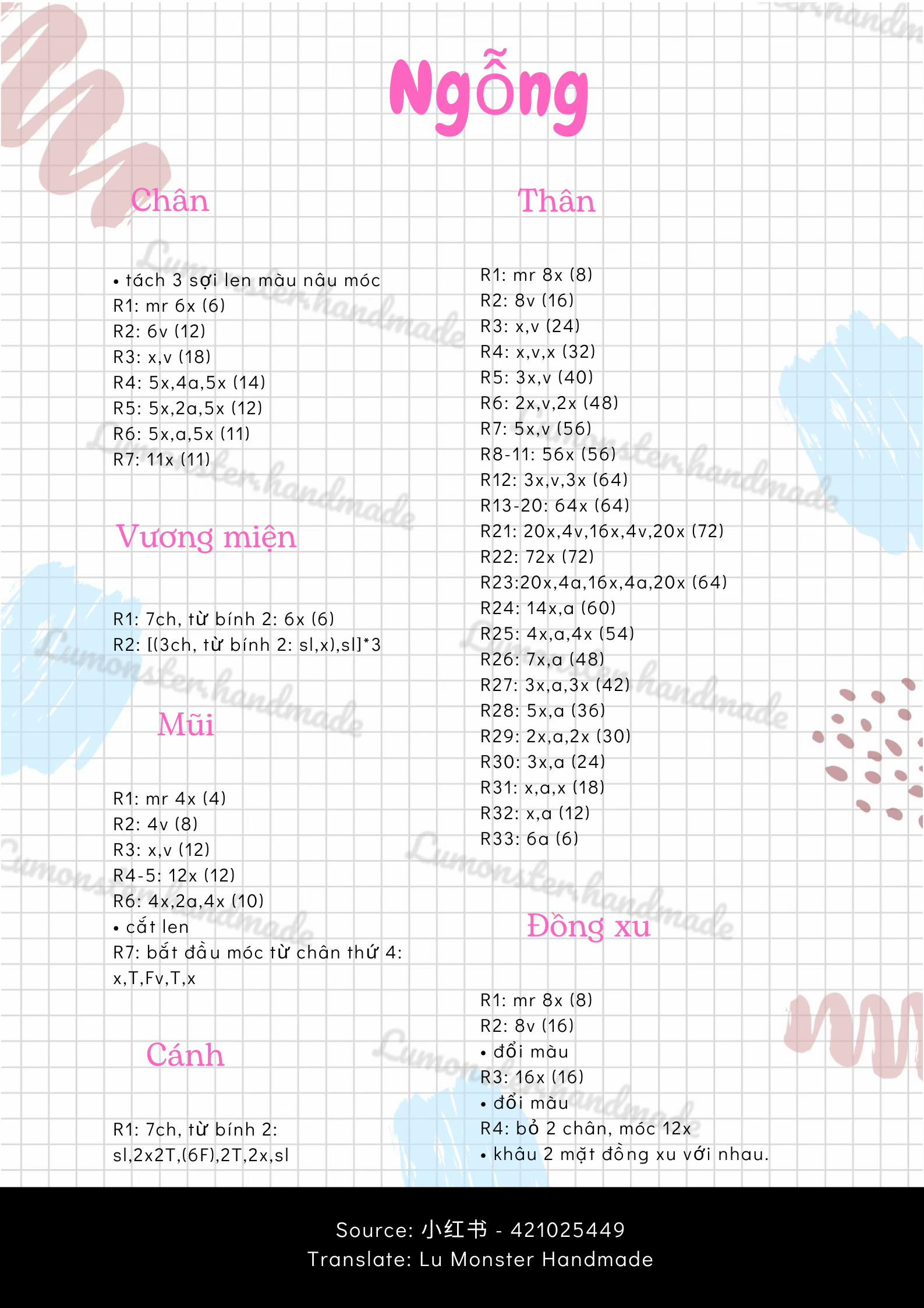 Chart móc len Búp bê Ngỗng vàng dễ thương
