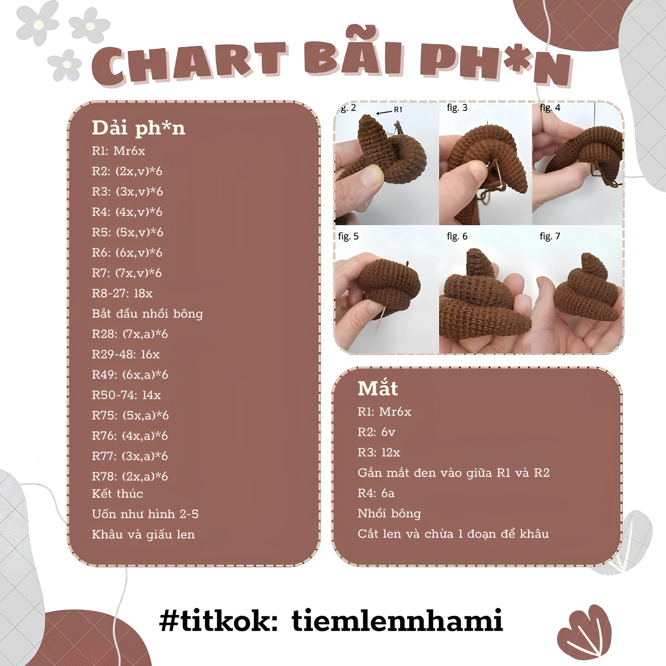 Chart móc len búp bê phân với ruồi