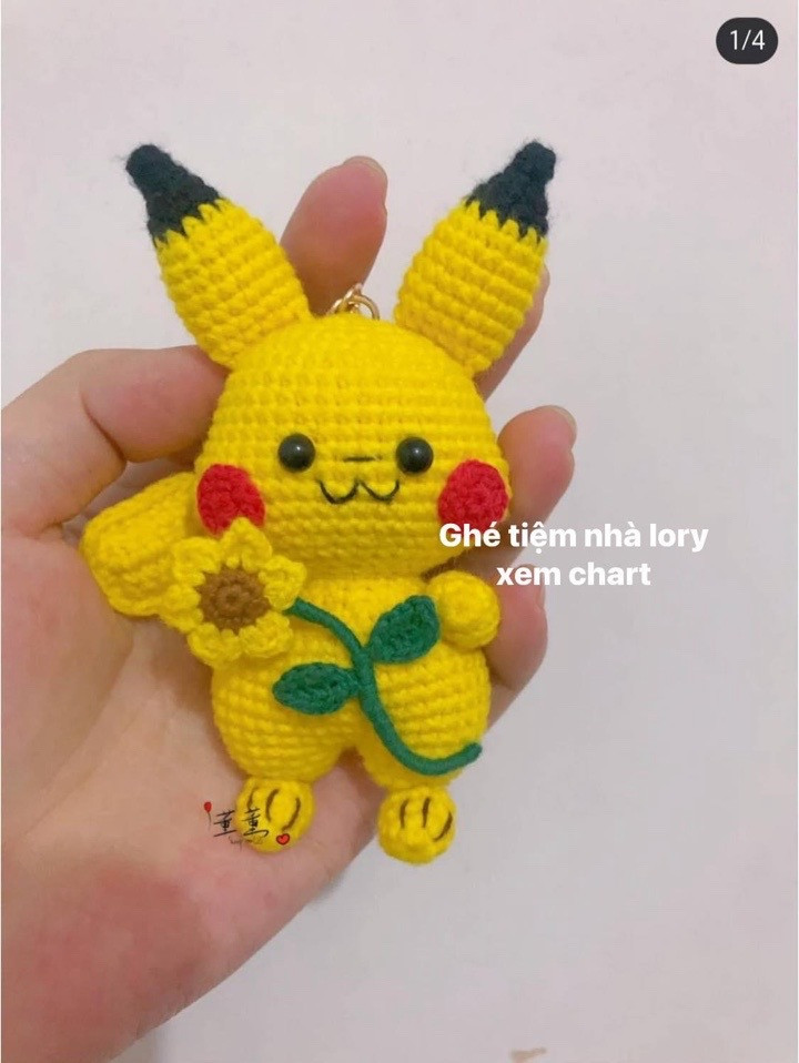 Chart Móc Len Búp bê Pikachu Mochi Dáng Ngủ Dễ Thương