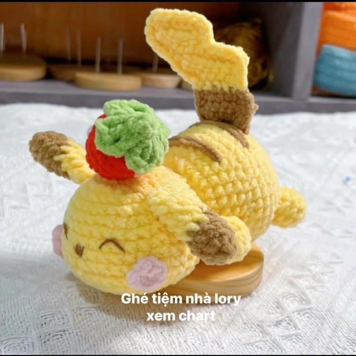 Chart Móc Len Búp bê Pikachu Mochi Dáng Ngủ Dễ Thương